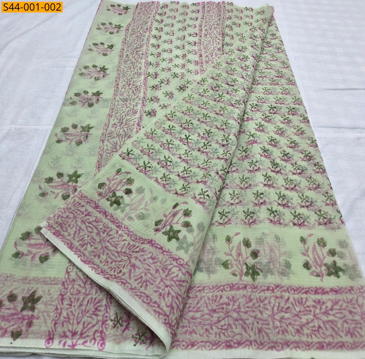 Green Fancy Kota Hand block printed sarees