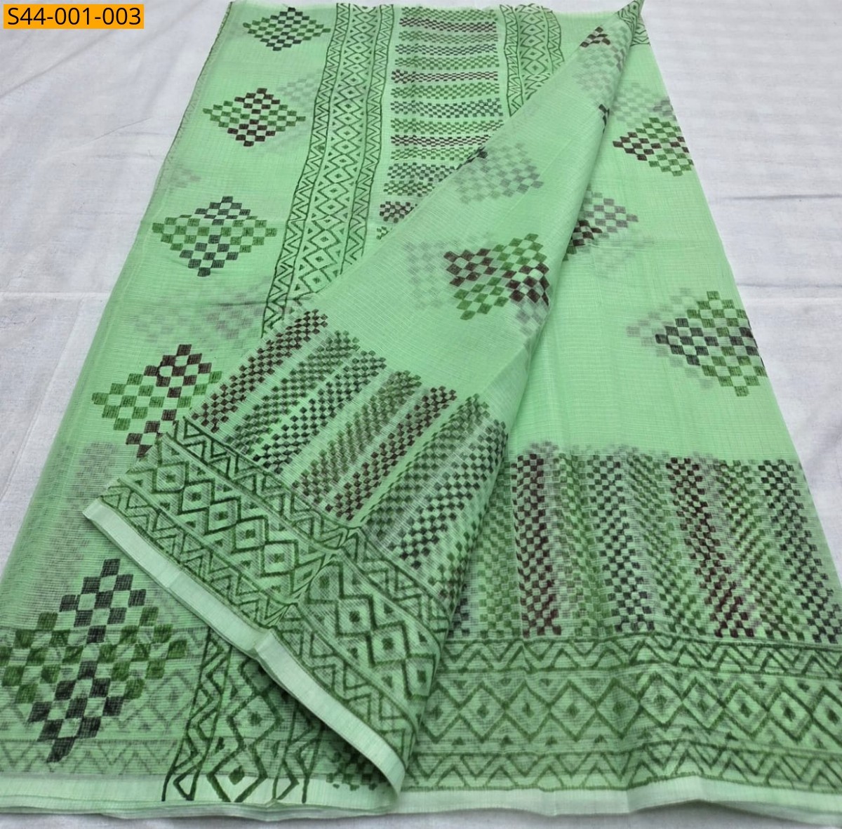 Fancy Kota Hand block printed sarees - Green