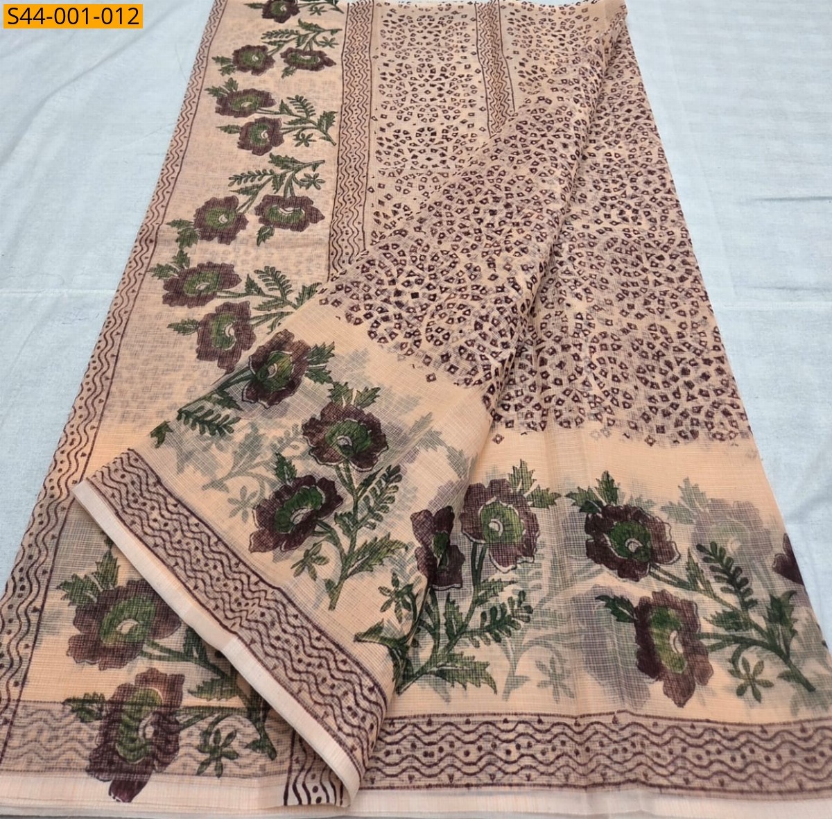 Sandal Fancy Kota Hand block printed sarees