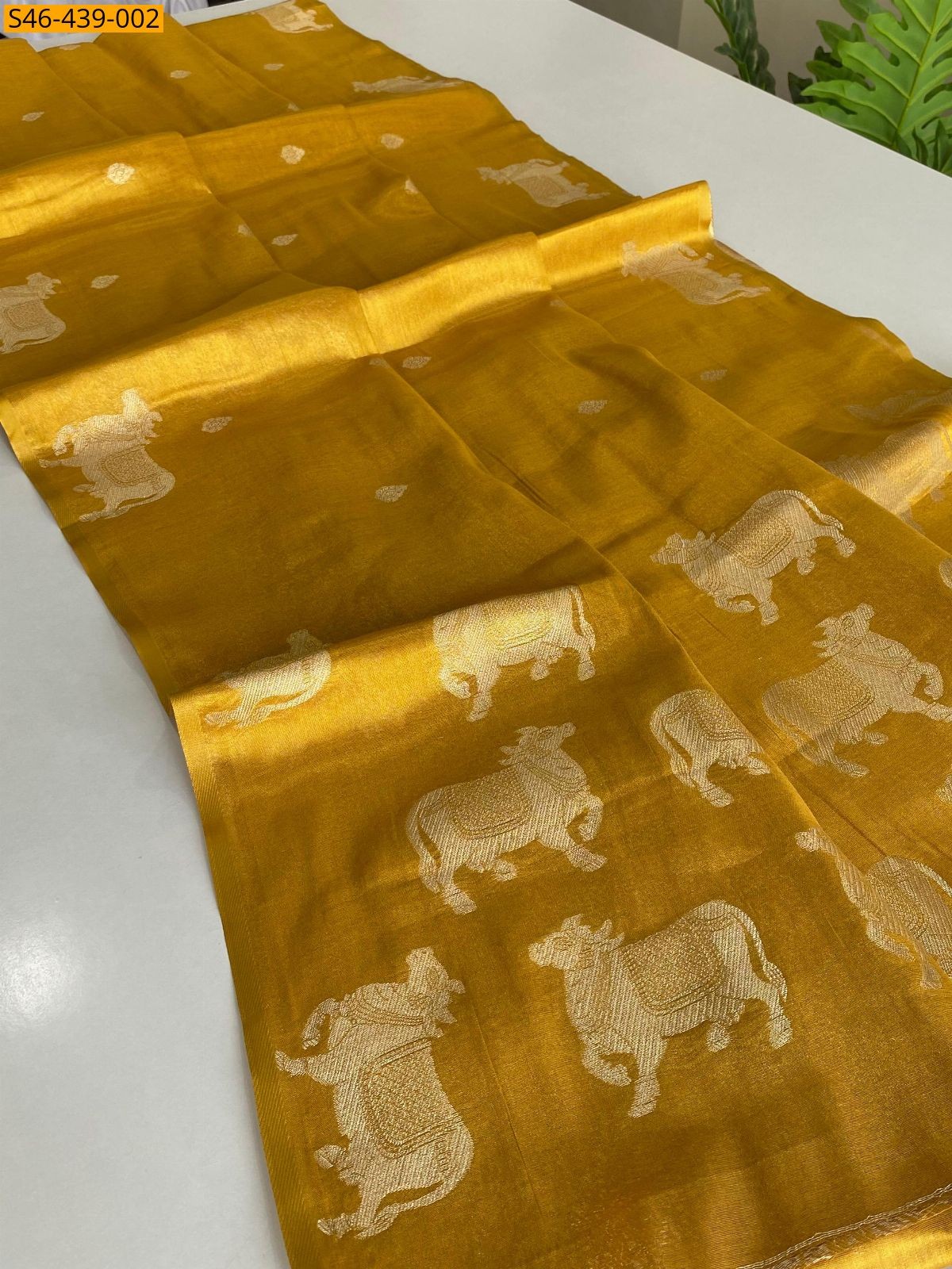 Yellow Premium zari tissue weaving Sarees