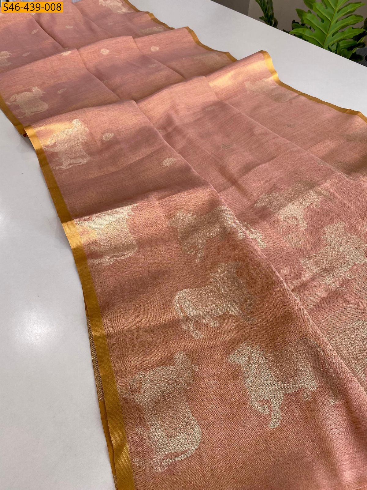 Light Pink Premium zari tissue weaving Sarees
