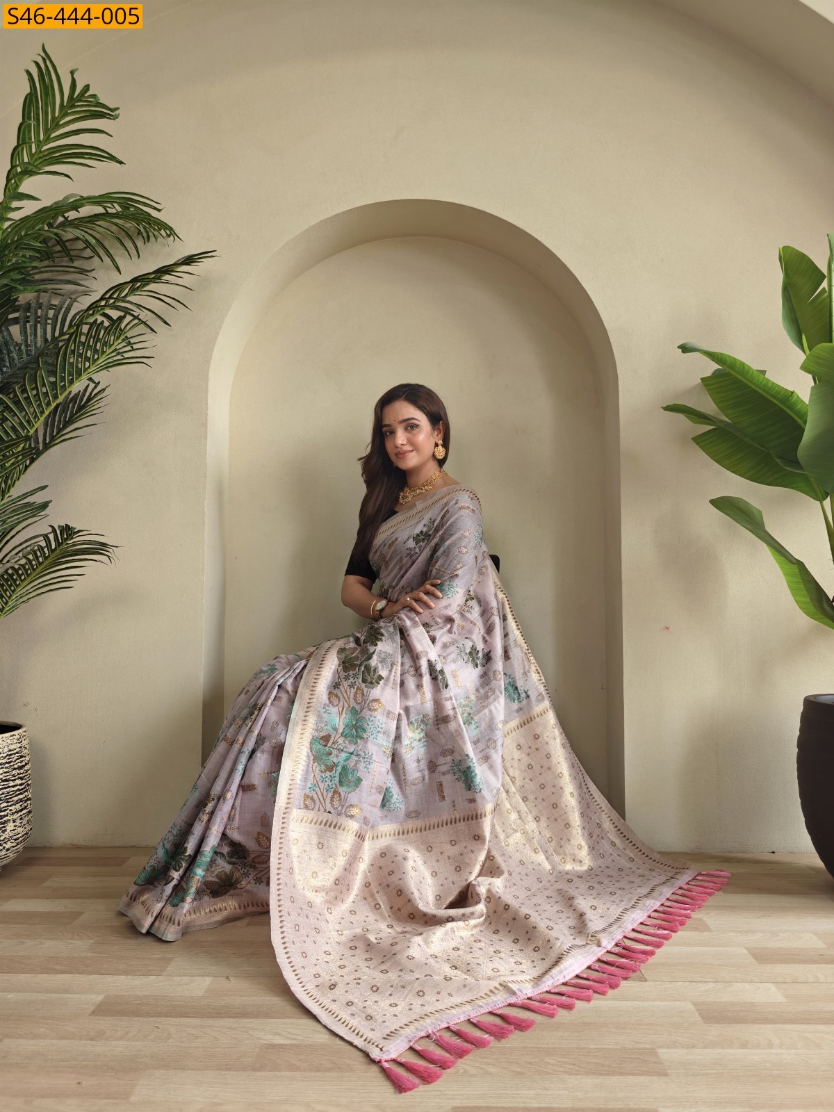 Lavender Pure muga cotton Blend Saree