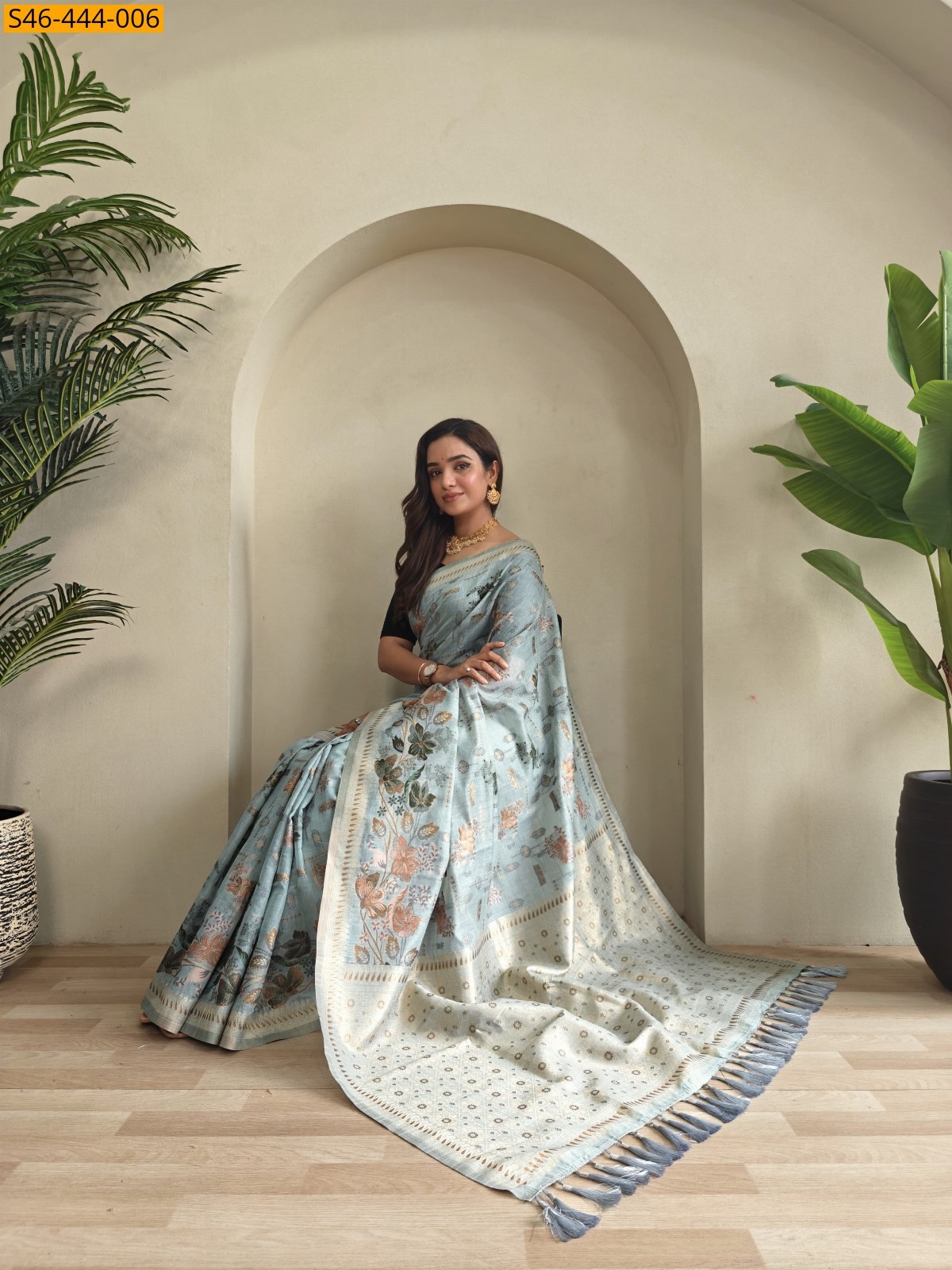 Morpitch Pure muga cotton Blend Saree