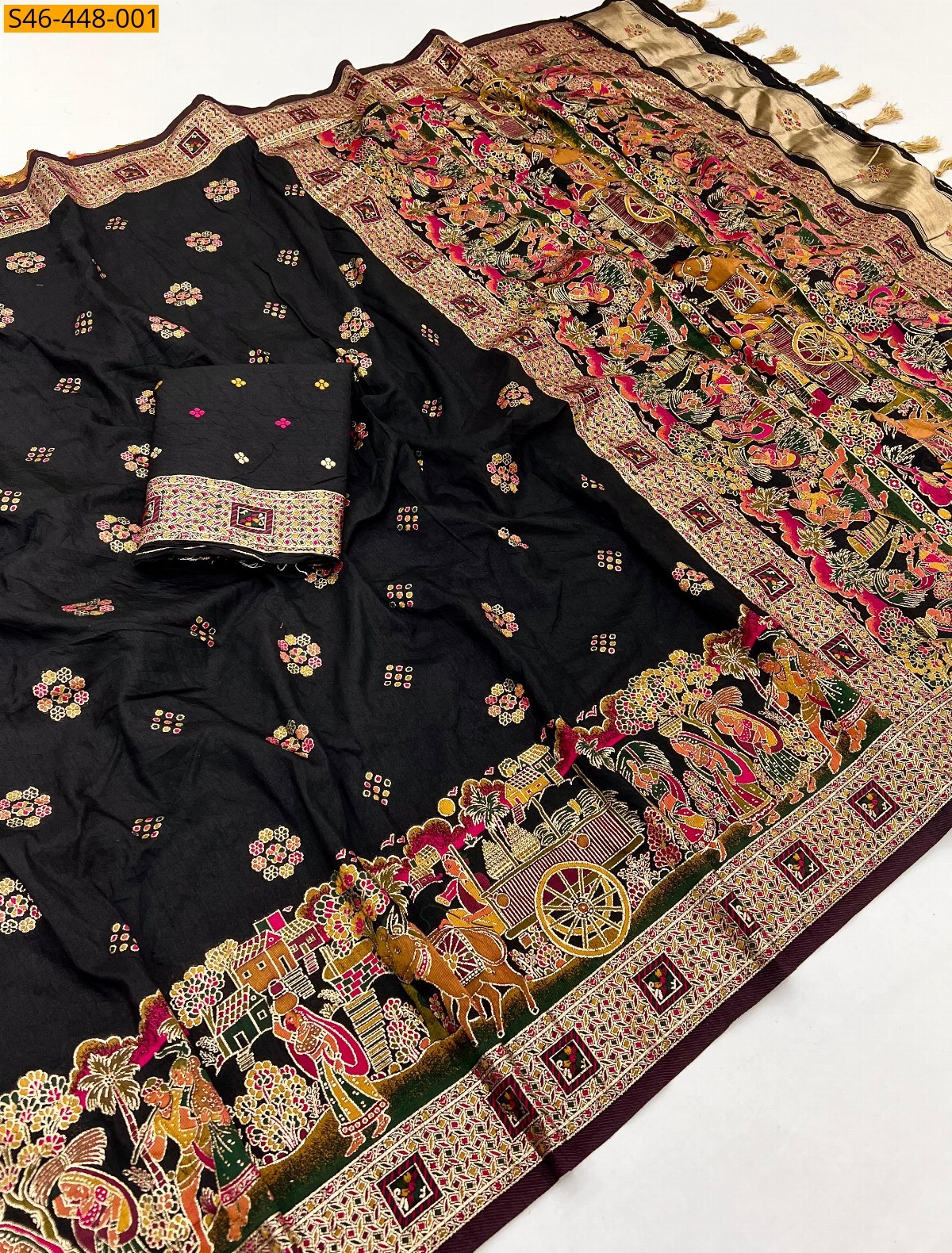 Black Fancy rajwadi pashmina sarees