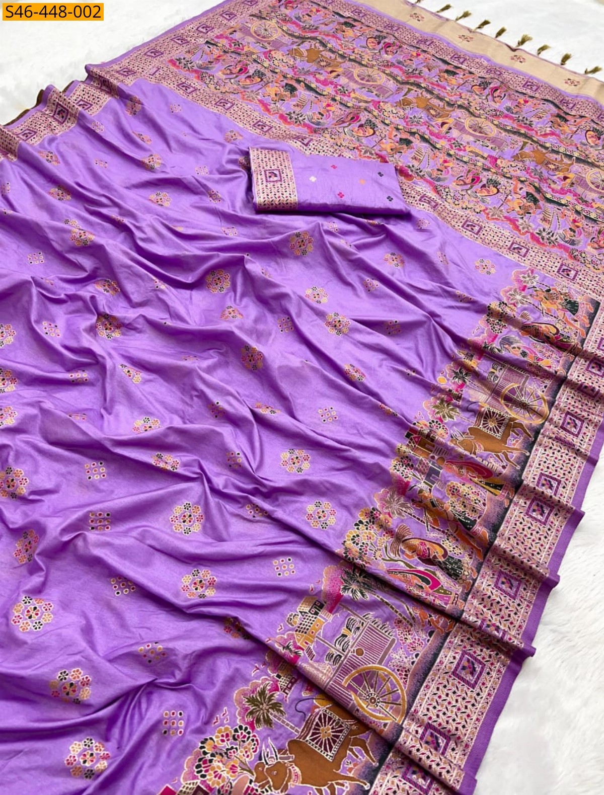 Lavender Fancy rajwadi pashmina sarees