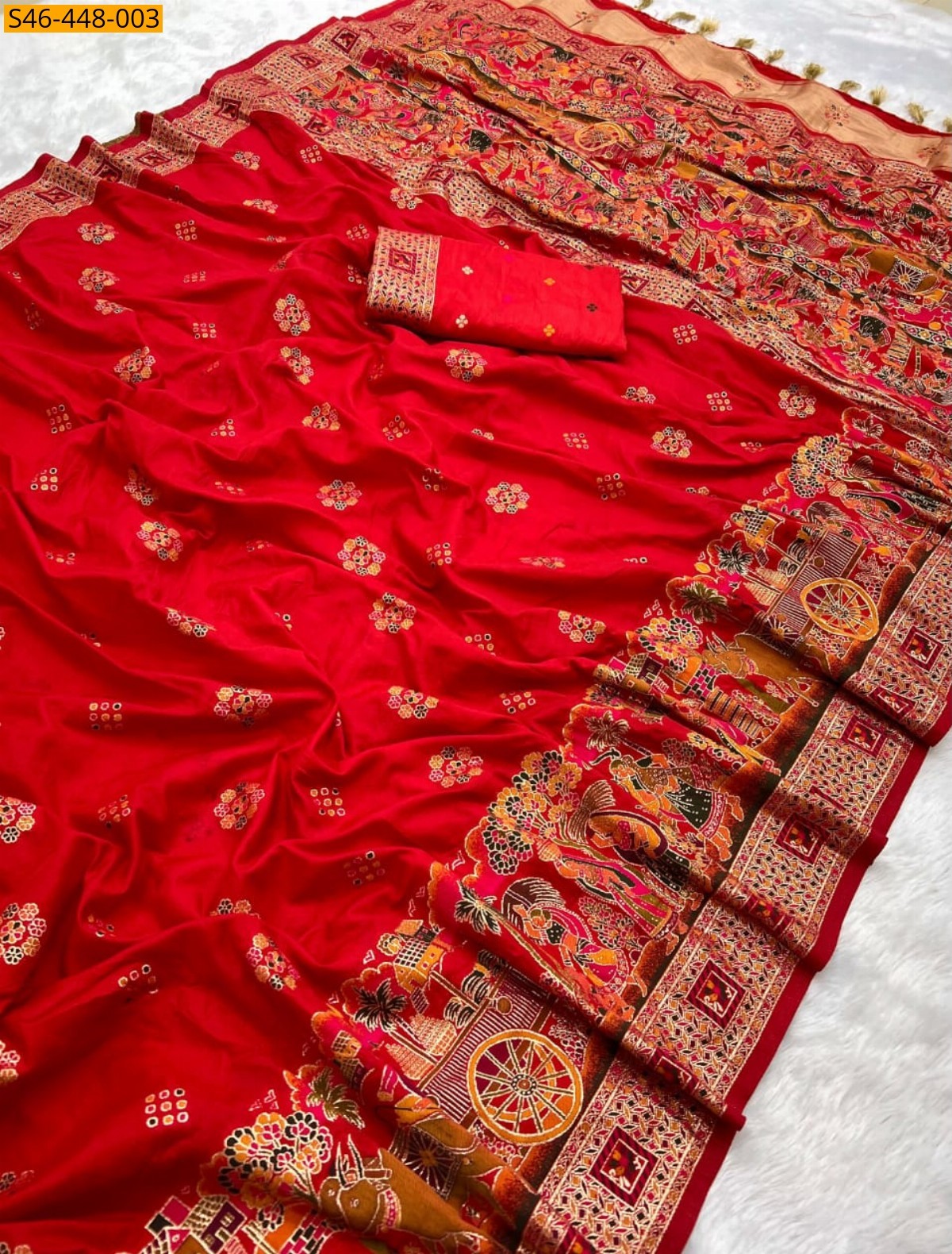 Red Fancy rajwadi pashmina sarees