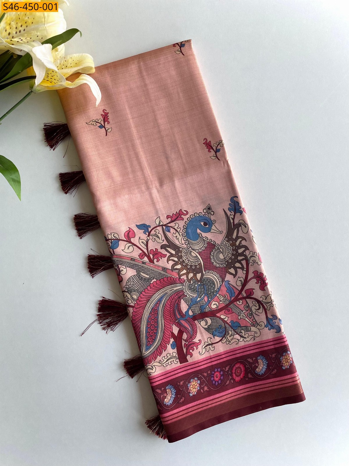 Peach Dola viscose sarees