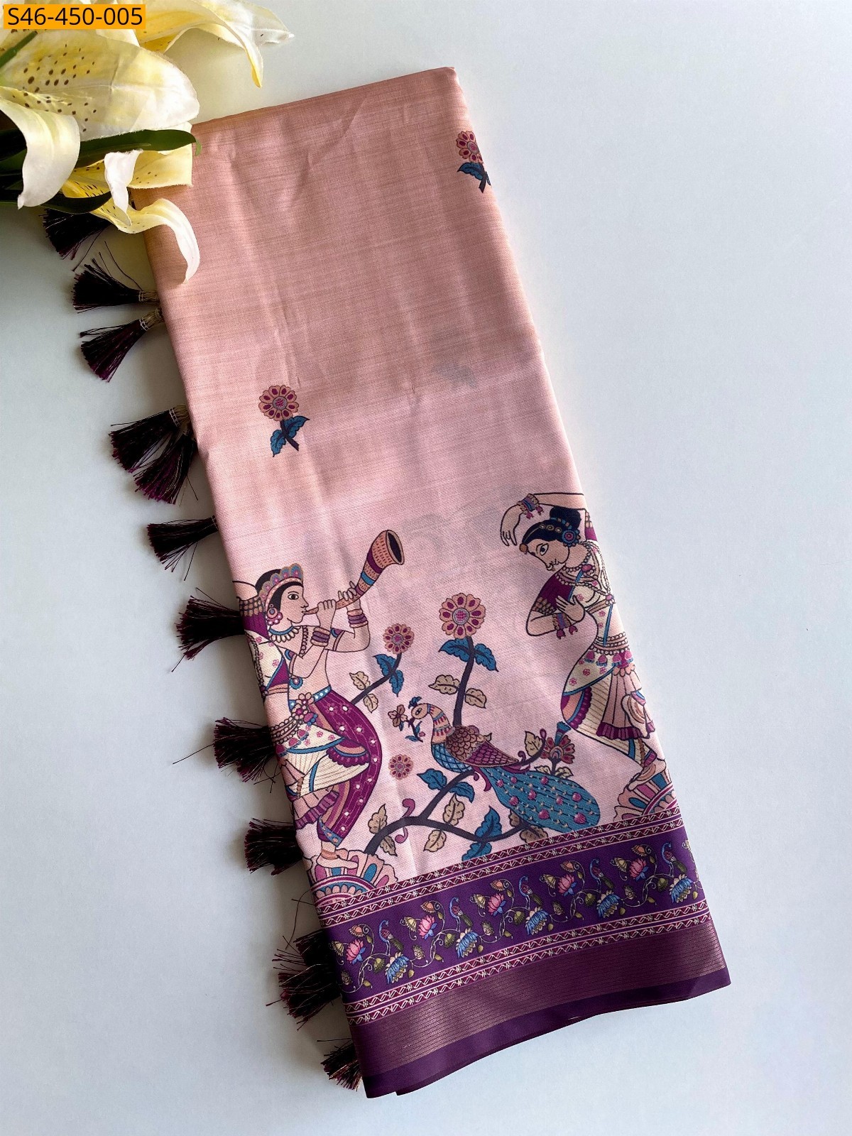Light Orange Dola viscose sarees