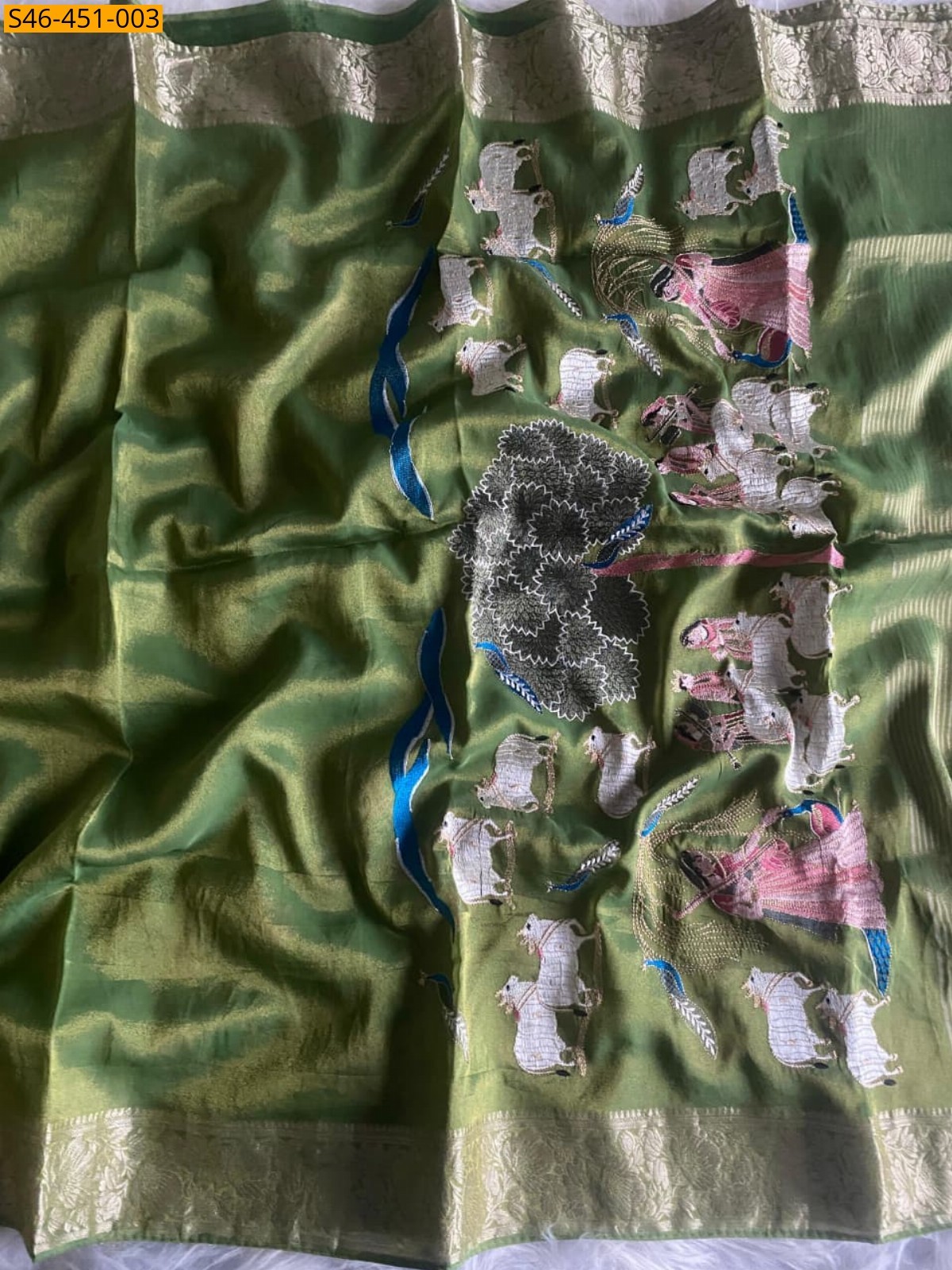 Green Viscose zari tissue silk sarees