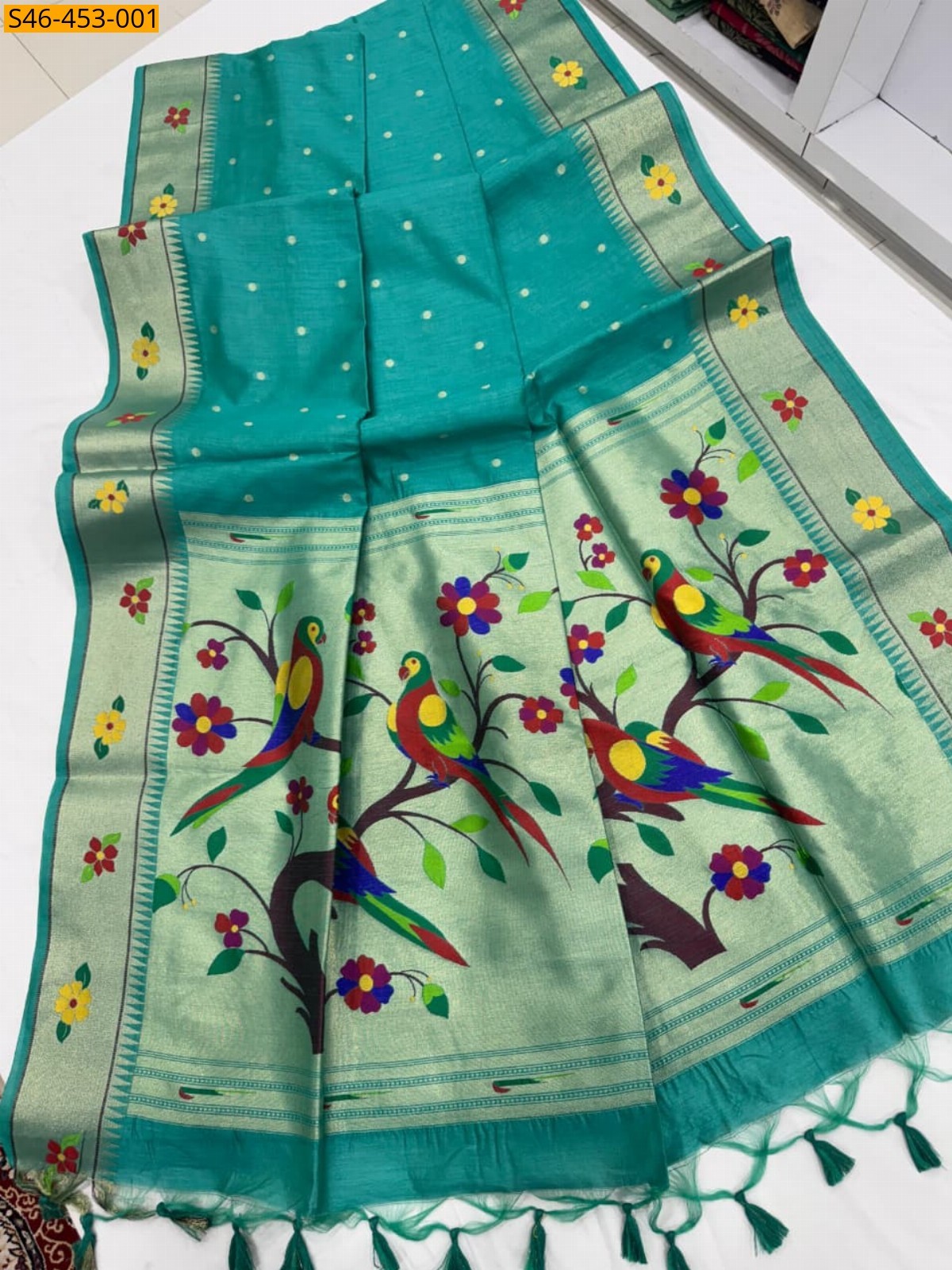 Green Khadi Raw silk Saree