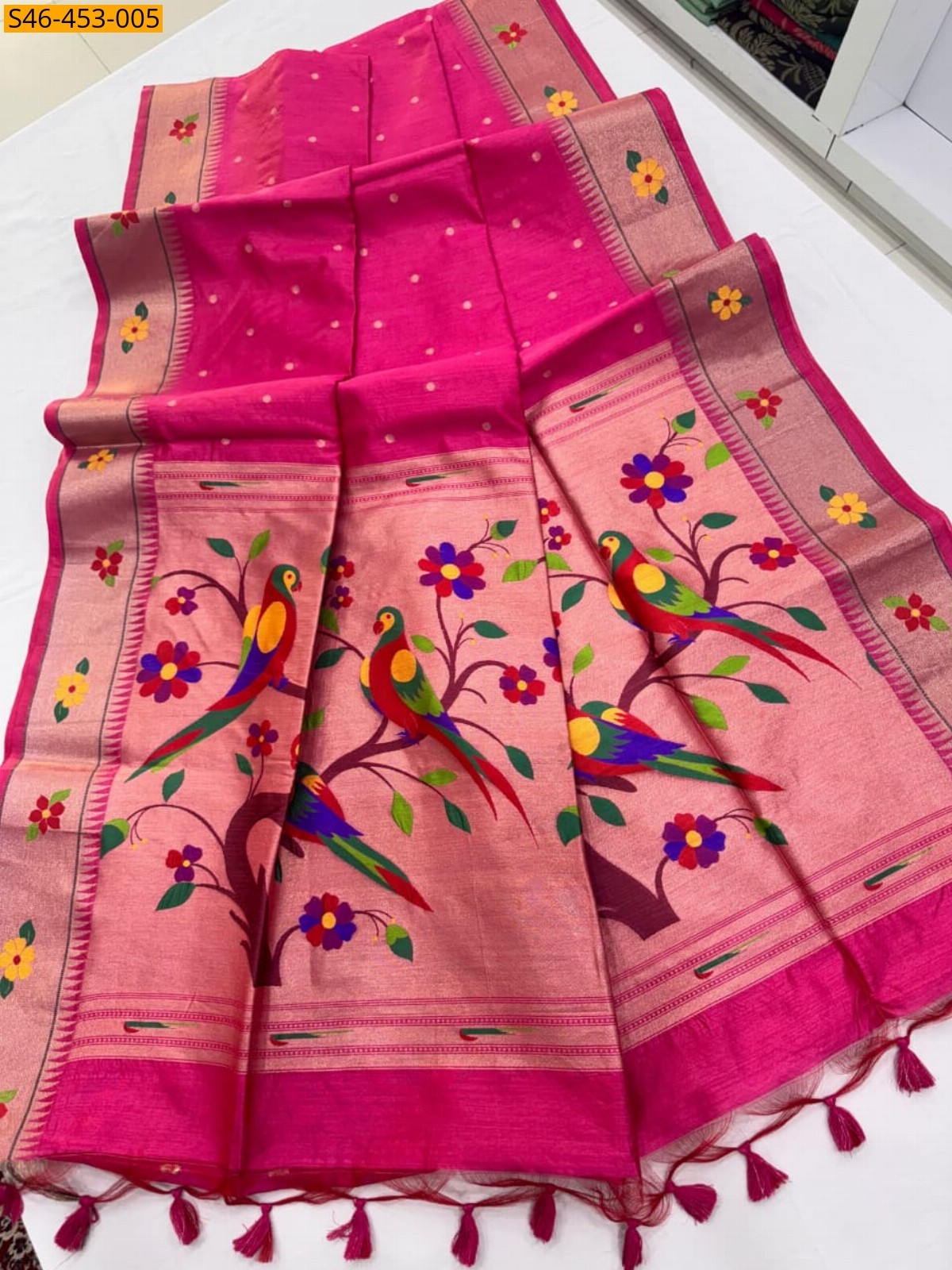 Pink Khadi Raw silk Saree