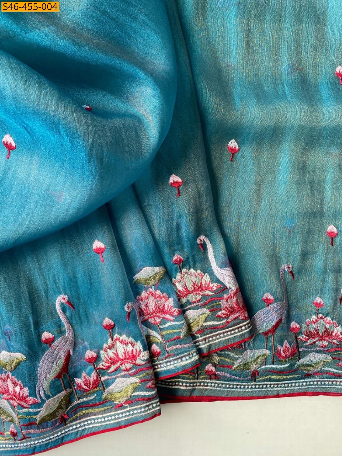 Blue Embroidery Silk Saree