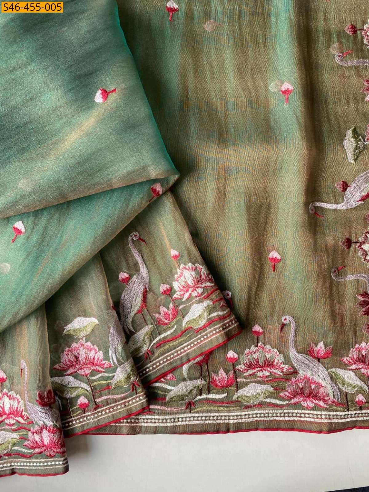 Green Embroidery Silk Saree