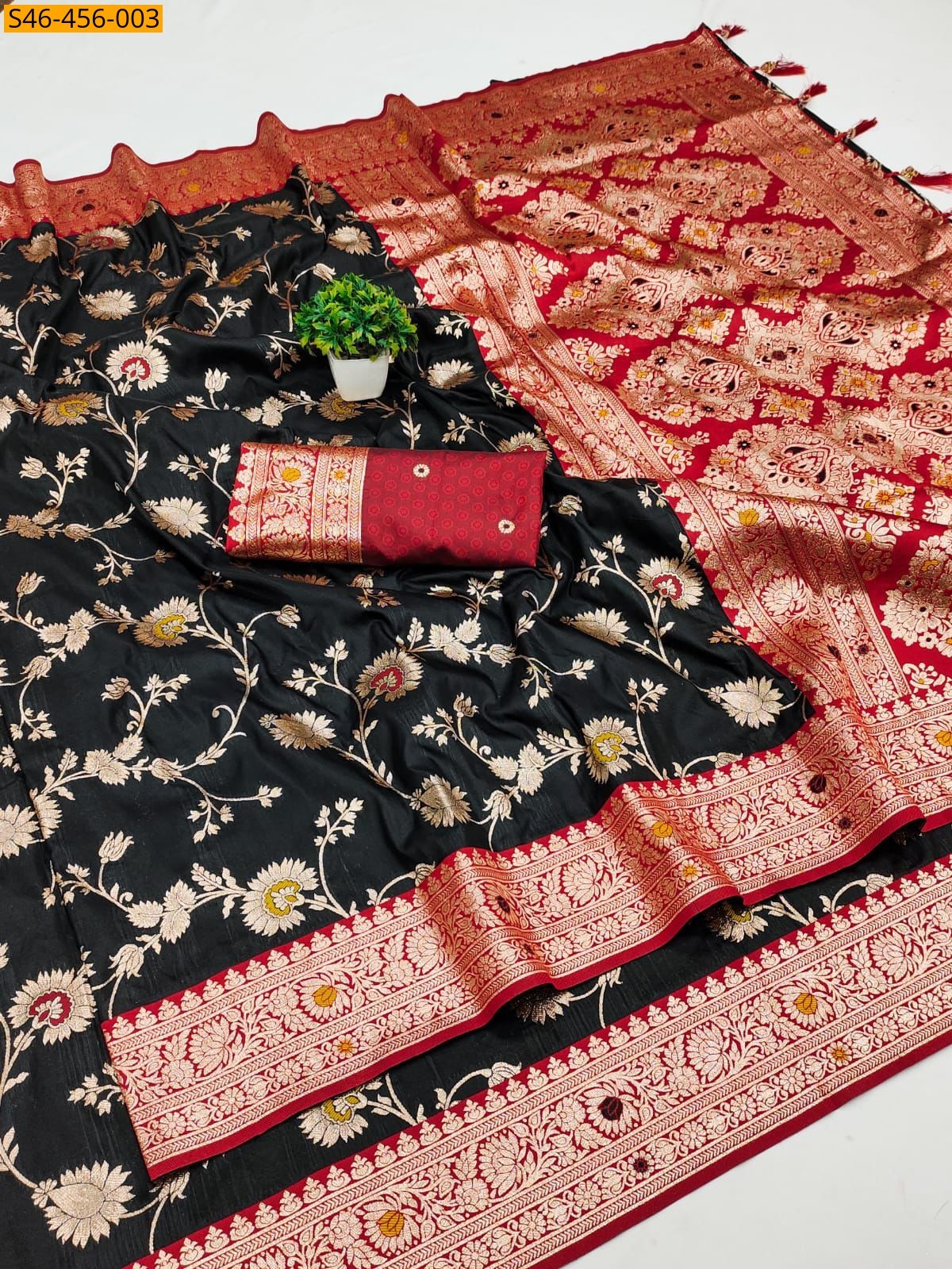 Black Fancy Soft Banarasi silk saree