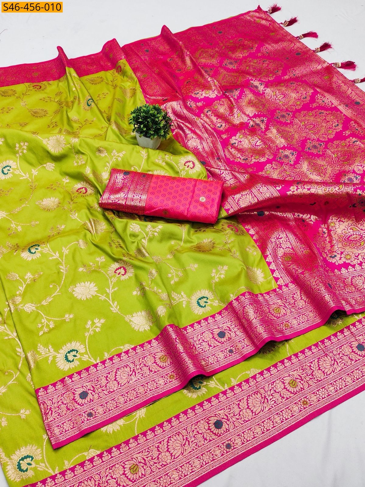 Green Fancy Soft Banarasi silk saree
