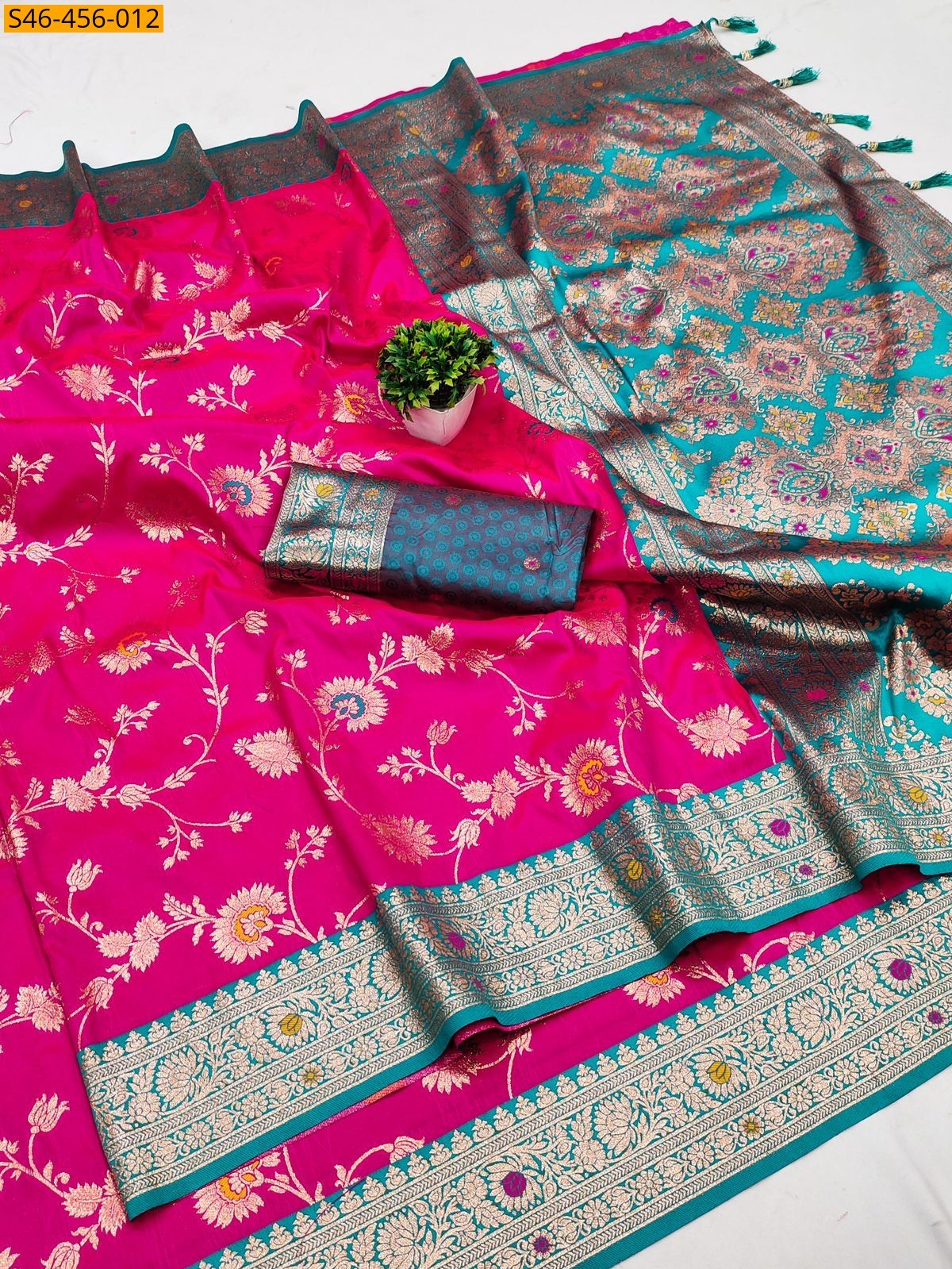 Pink Fancy Soft Banarasi silk saree