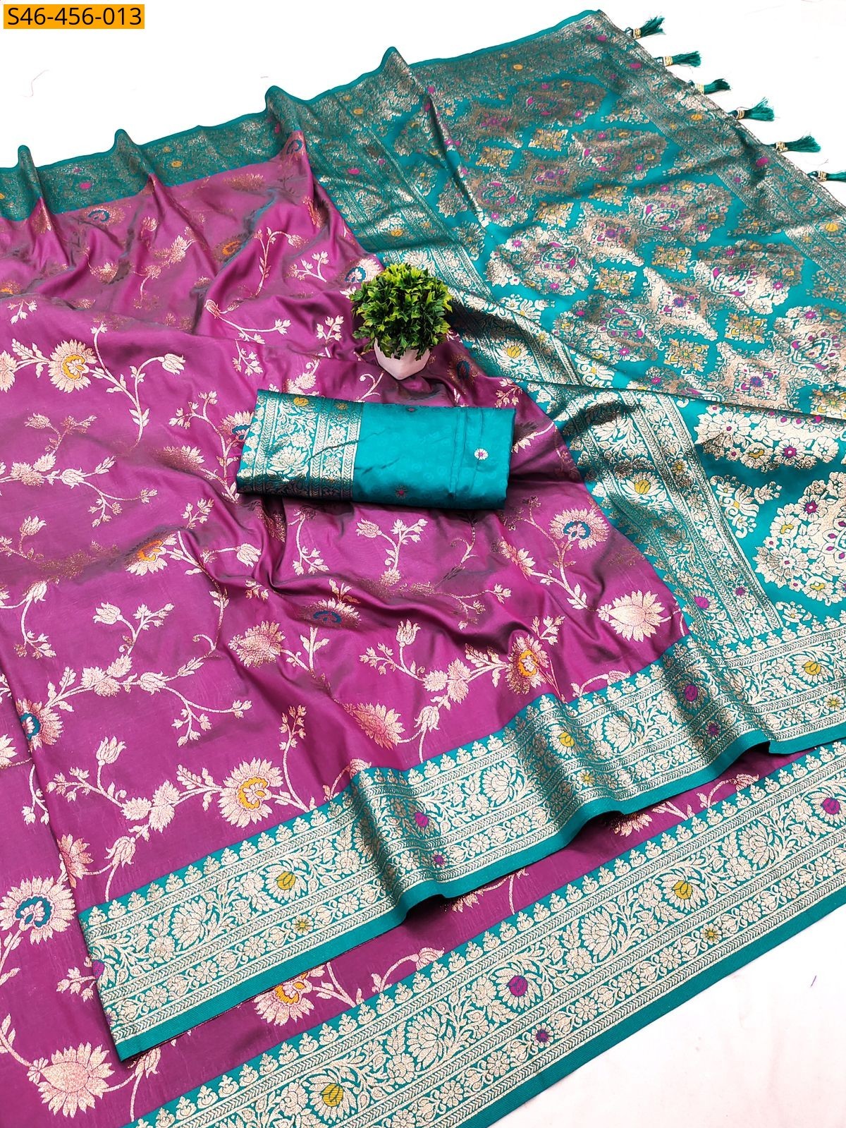 Magenta Fancy Soft Banarasi silk saree