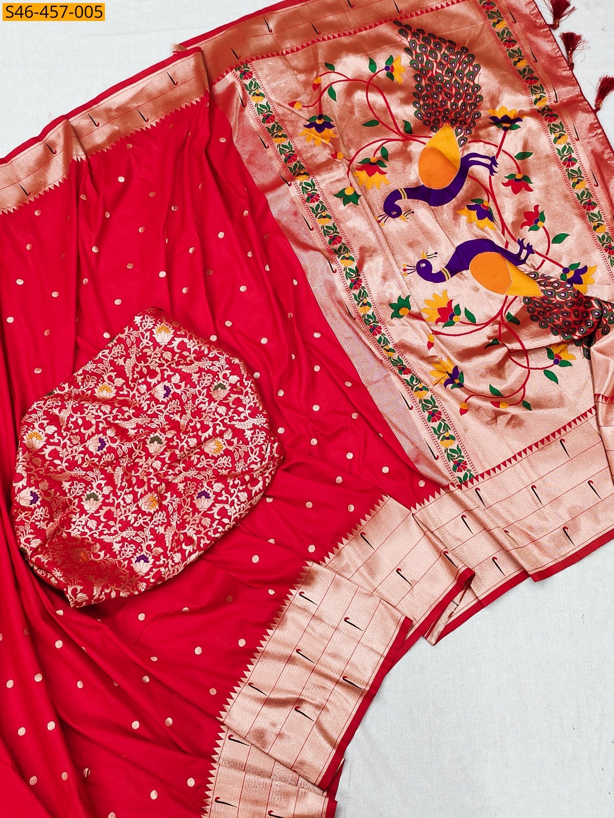 Red Fancy Soft Paithani silk saree