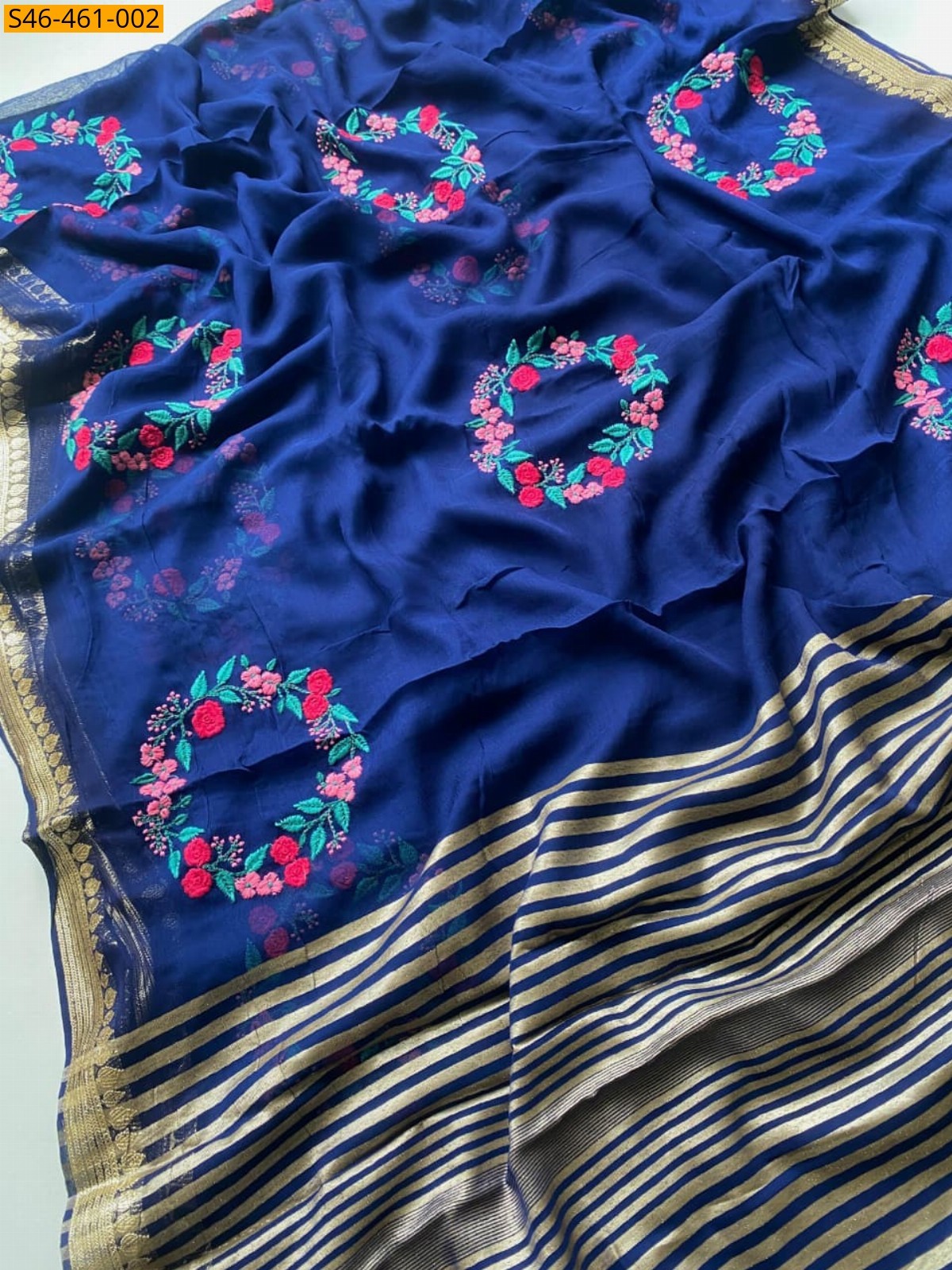 Blue Fancy  Viscose Georgette Saree