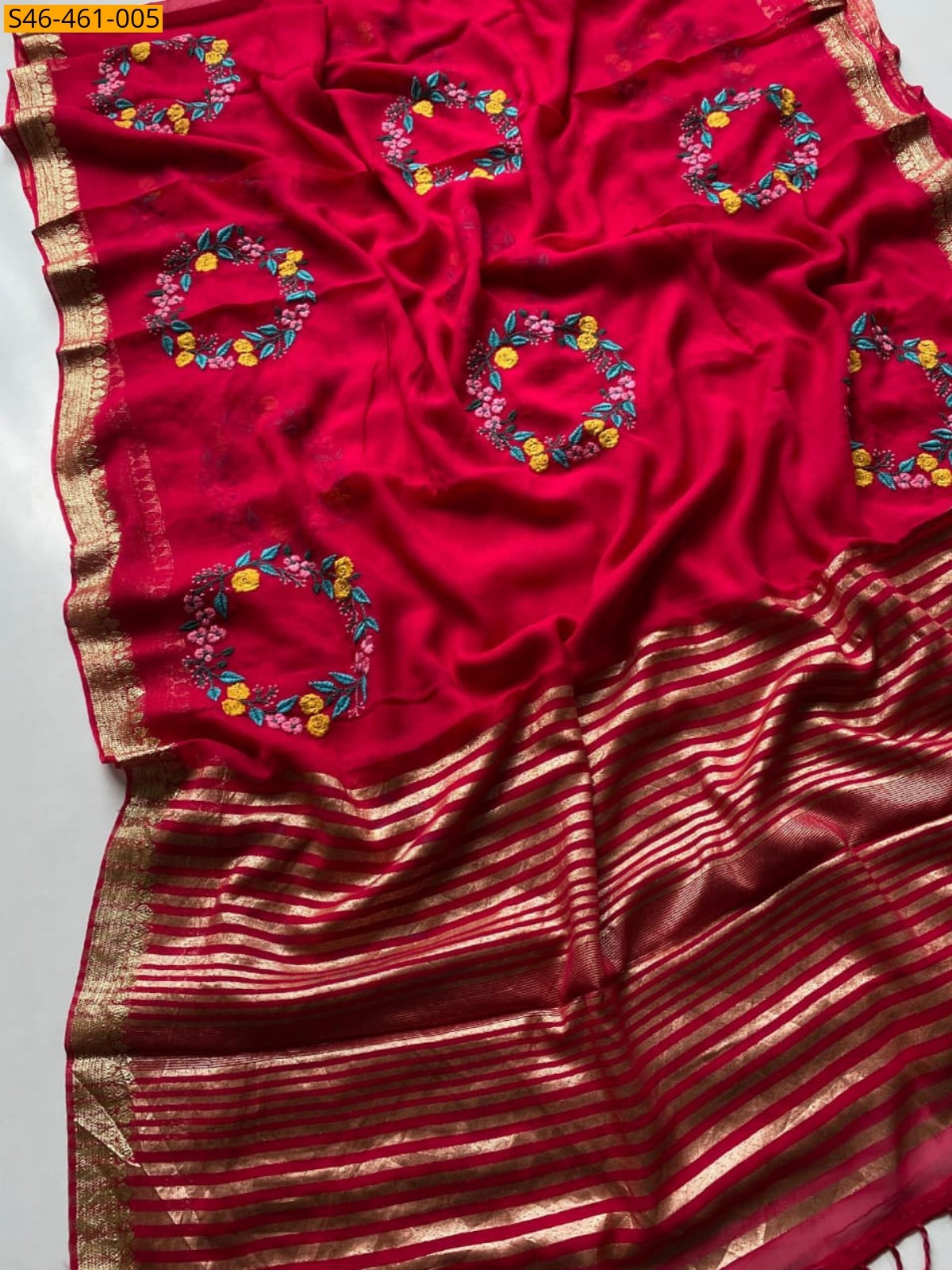 Red Fancy  Viscose Georgette Saree