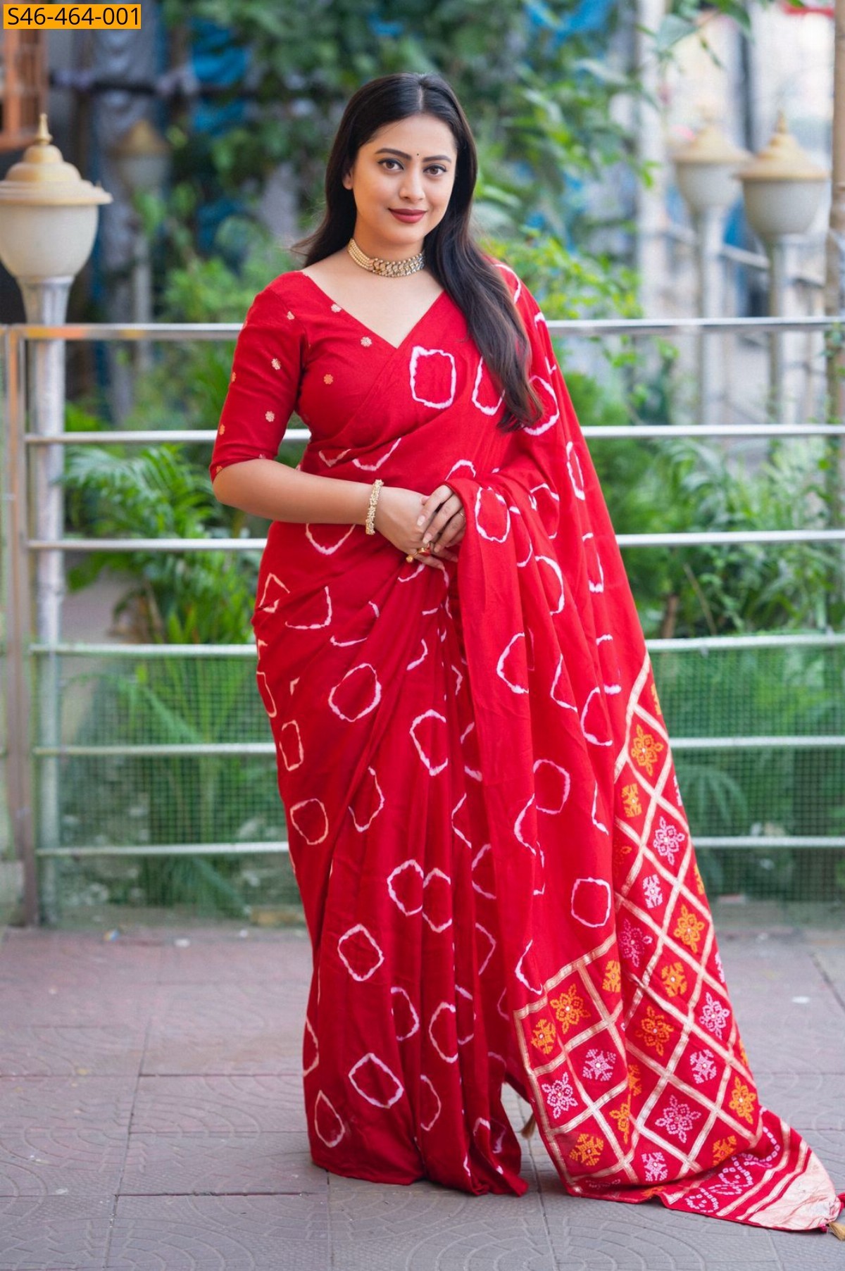 Red Fancy  viscose cotton crape saree