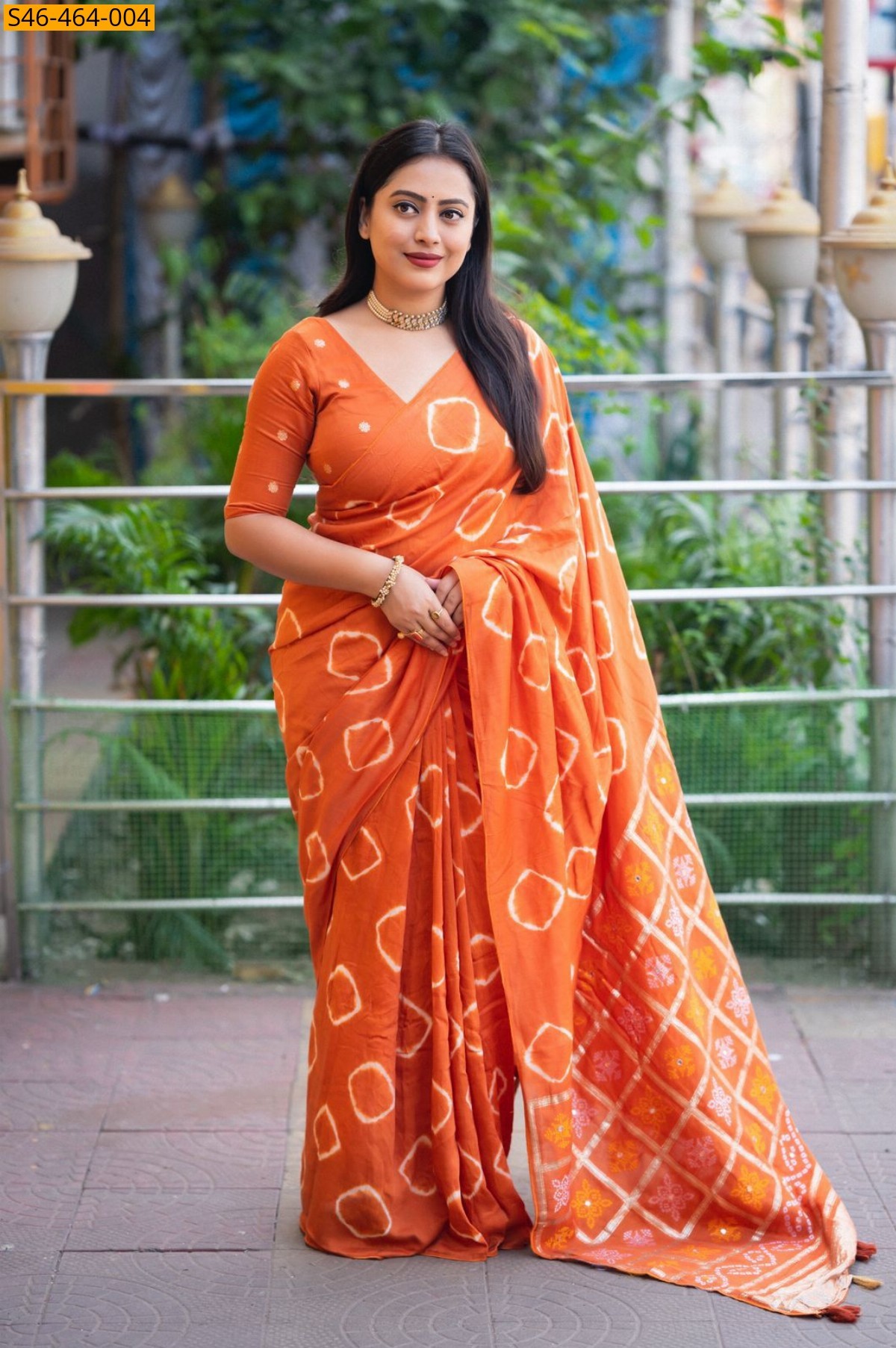 Orange Fancy  viscose cotton crape saree