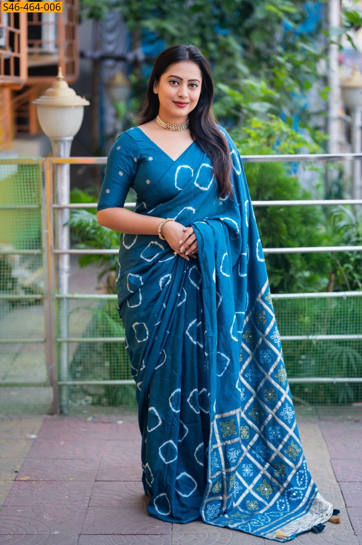 Peacock Blue Fancy  viscose cotton crape saree