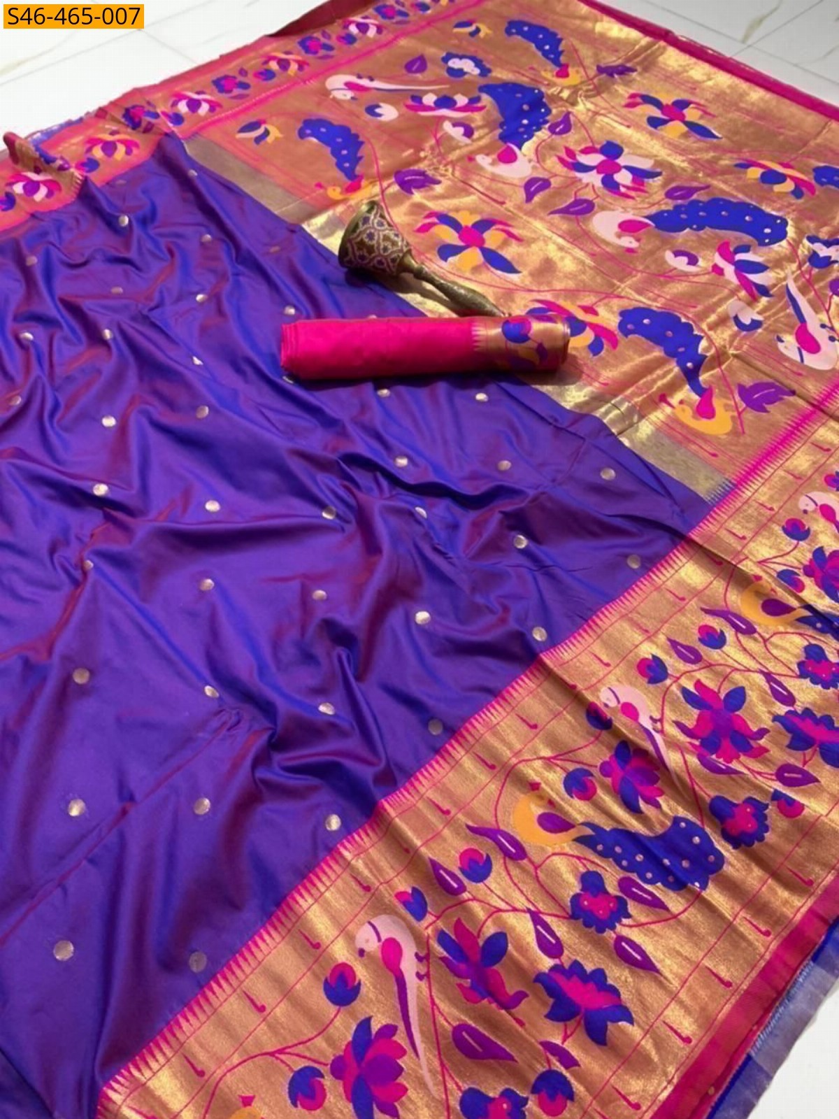 Violet Fancy Paithani Silk Saree