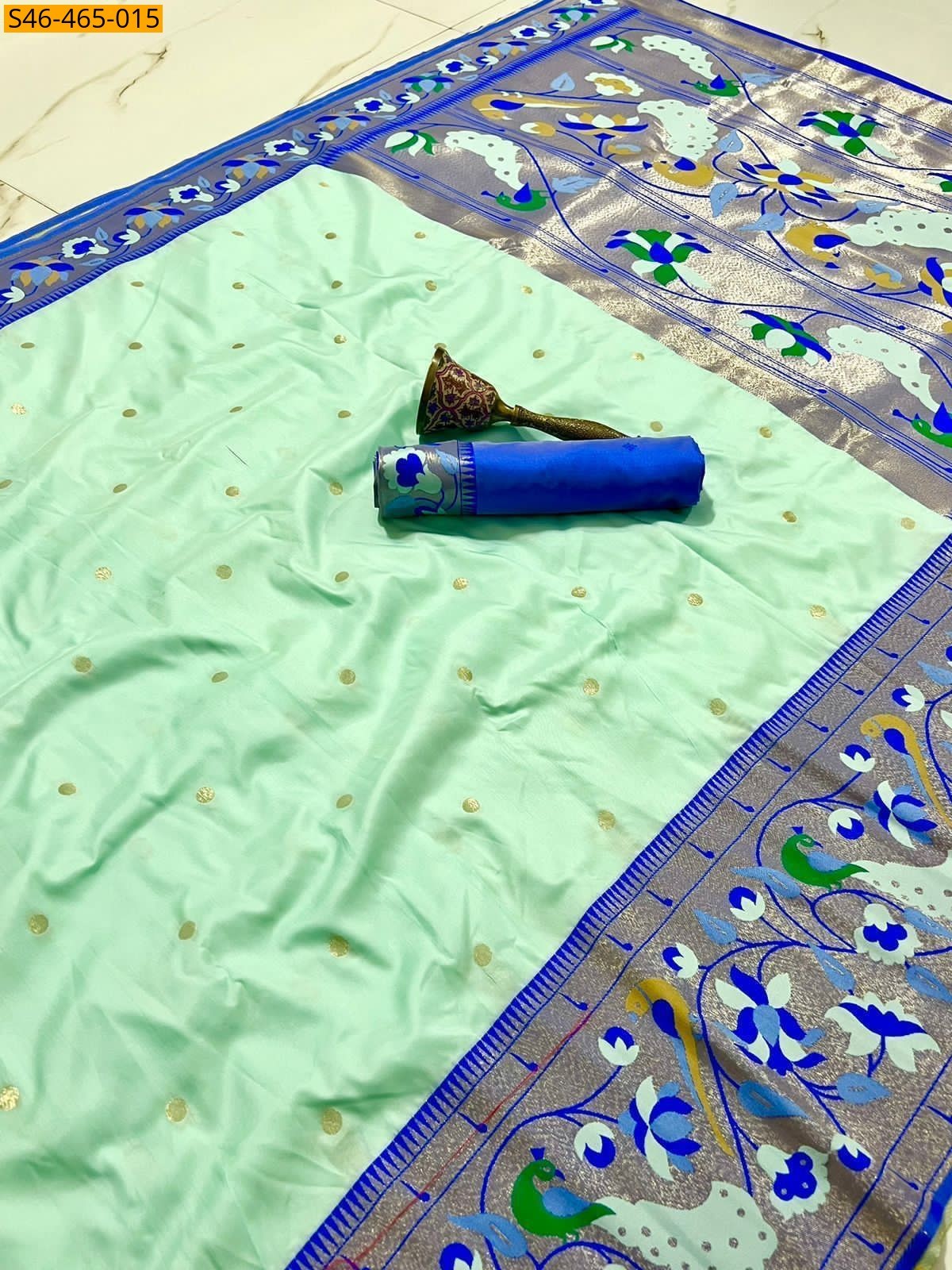 Pista green Fancy Paithani Silk Saree