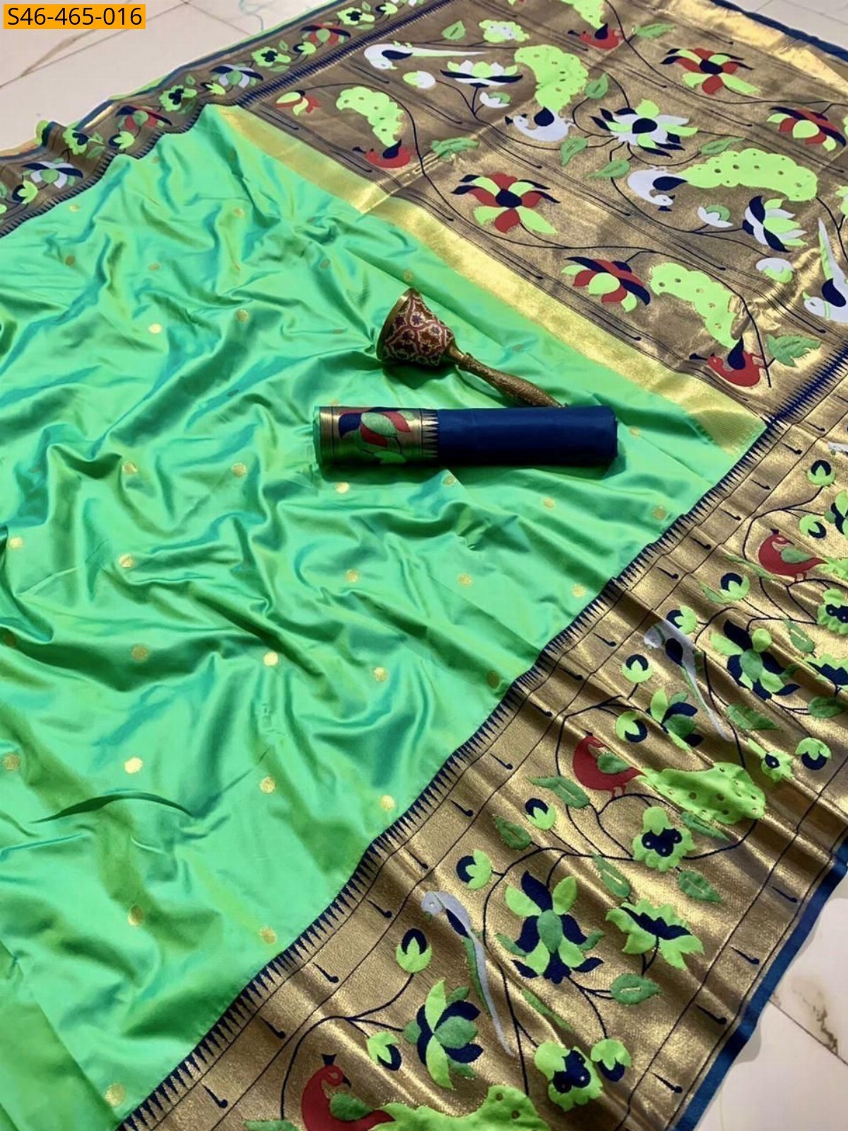 Green Fancy Paithani Silk Saree