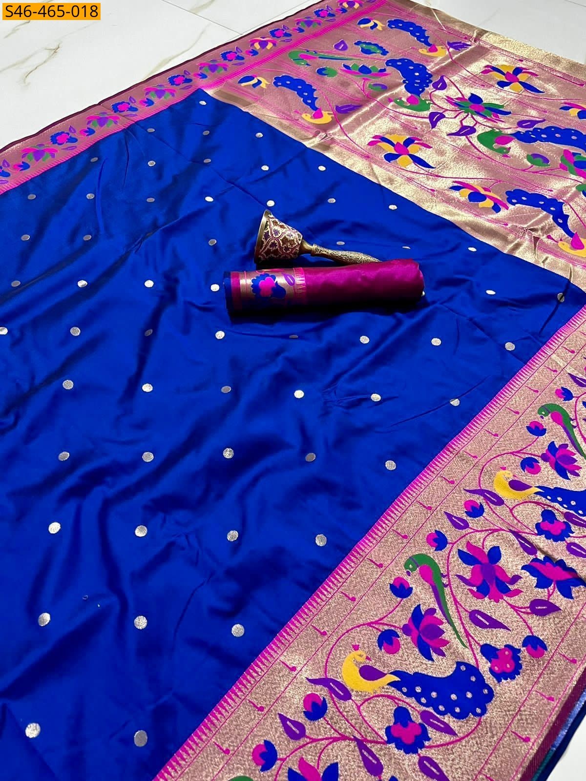 Royal blue Fancy Paithani Silk Saree