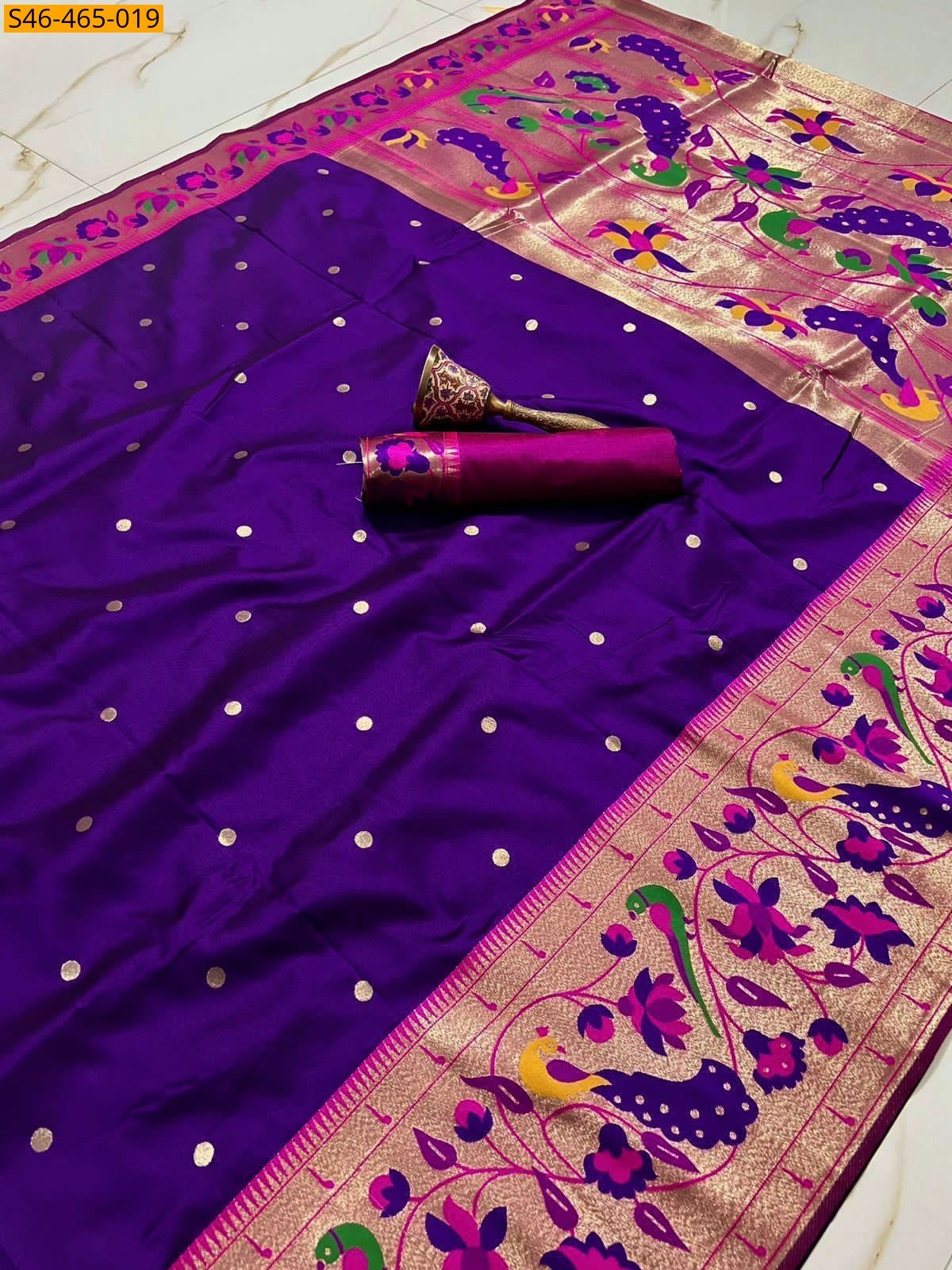 Violet Fancy Paithani Silk Saree