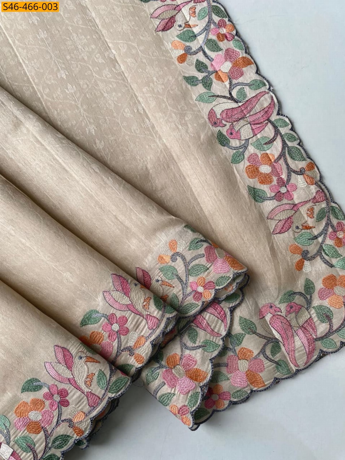 Half white Fancy Semi Tussar Saree 