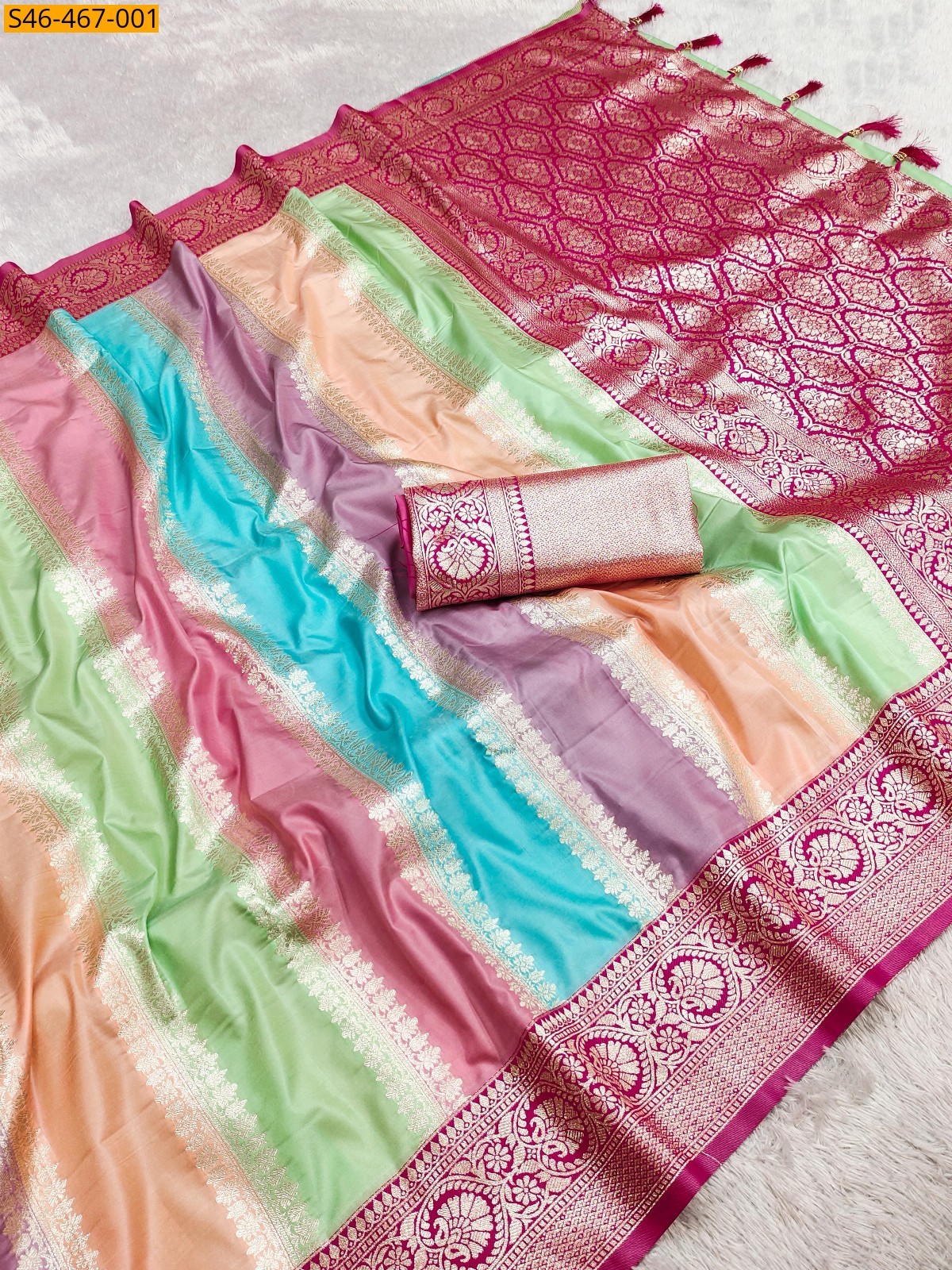 Multi colour Fancy Banarasi silk Saree