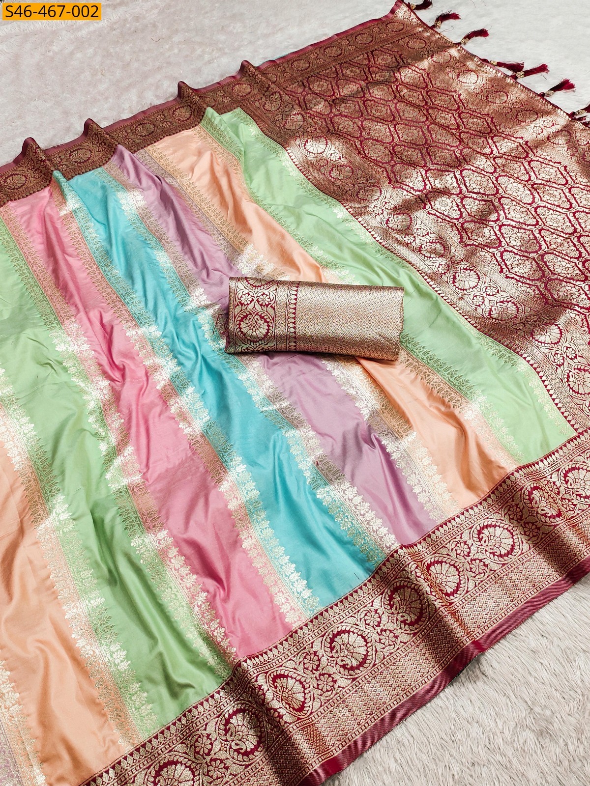 Multi colour Fancy Banarasi silk Saree