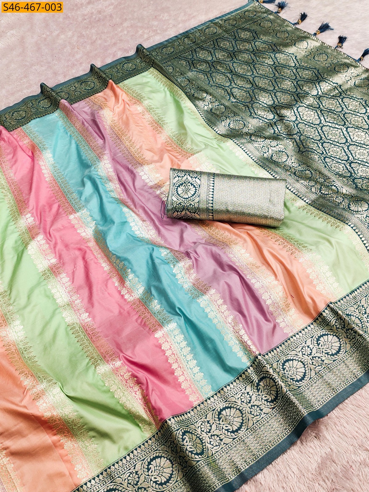 Multi colour Fancy Banarasi silk Saree