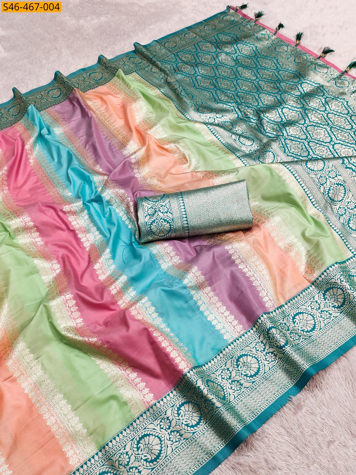 Multi colour Fancy Banarasi silk Saree