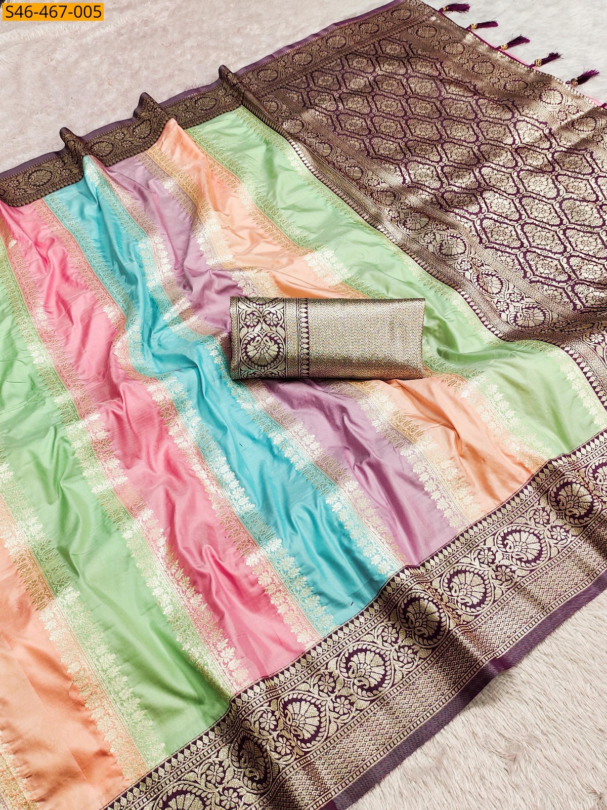 Multi colour Fancy Banarasi silk Saree