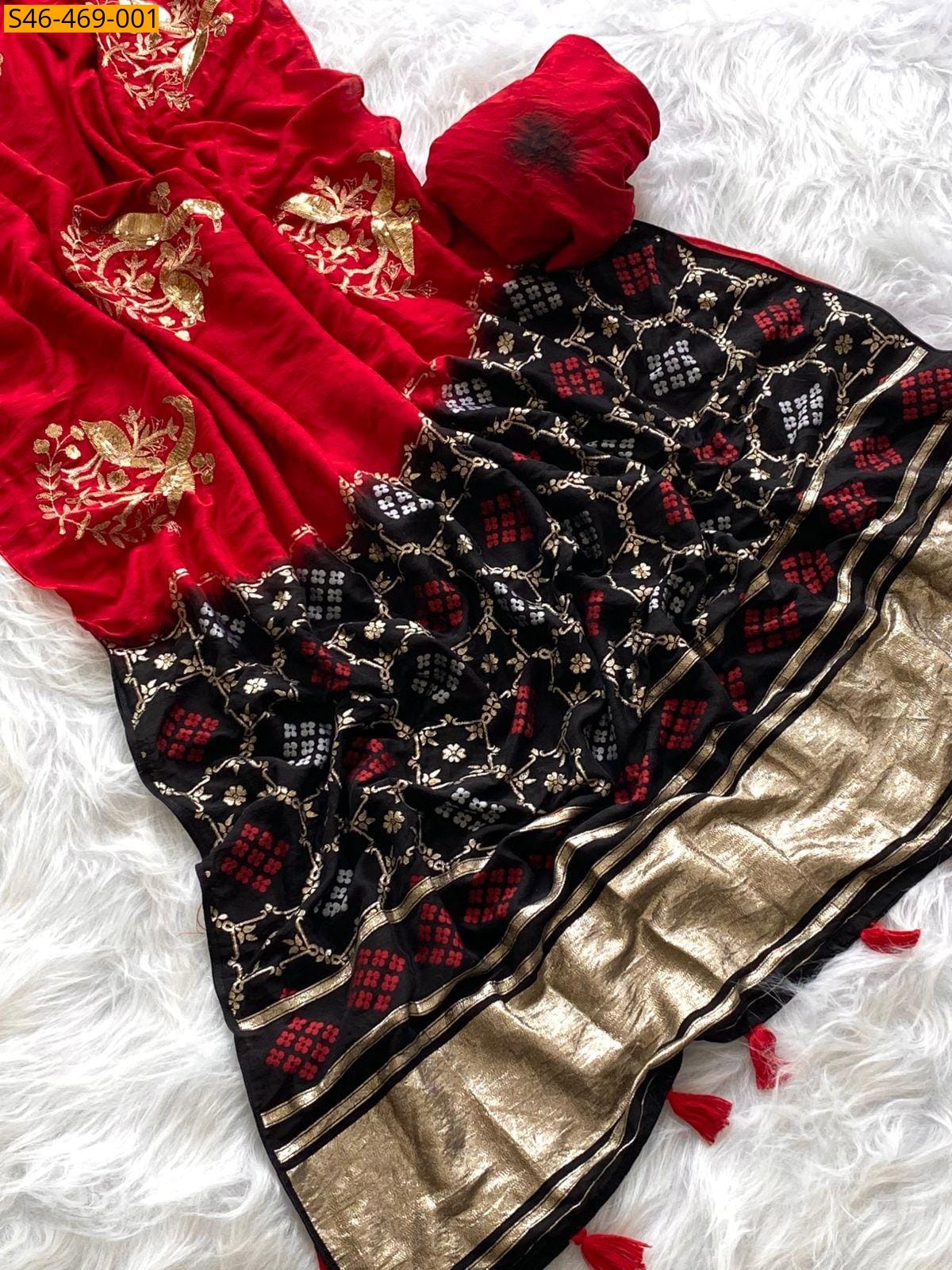 Red Fancy Soft Georgette Diable Saree