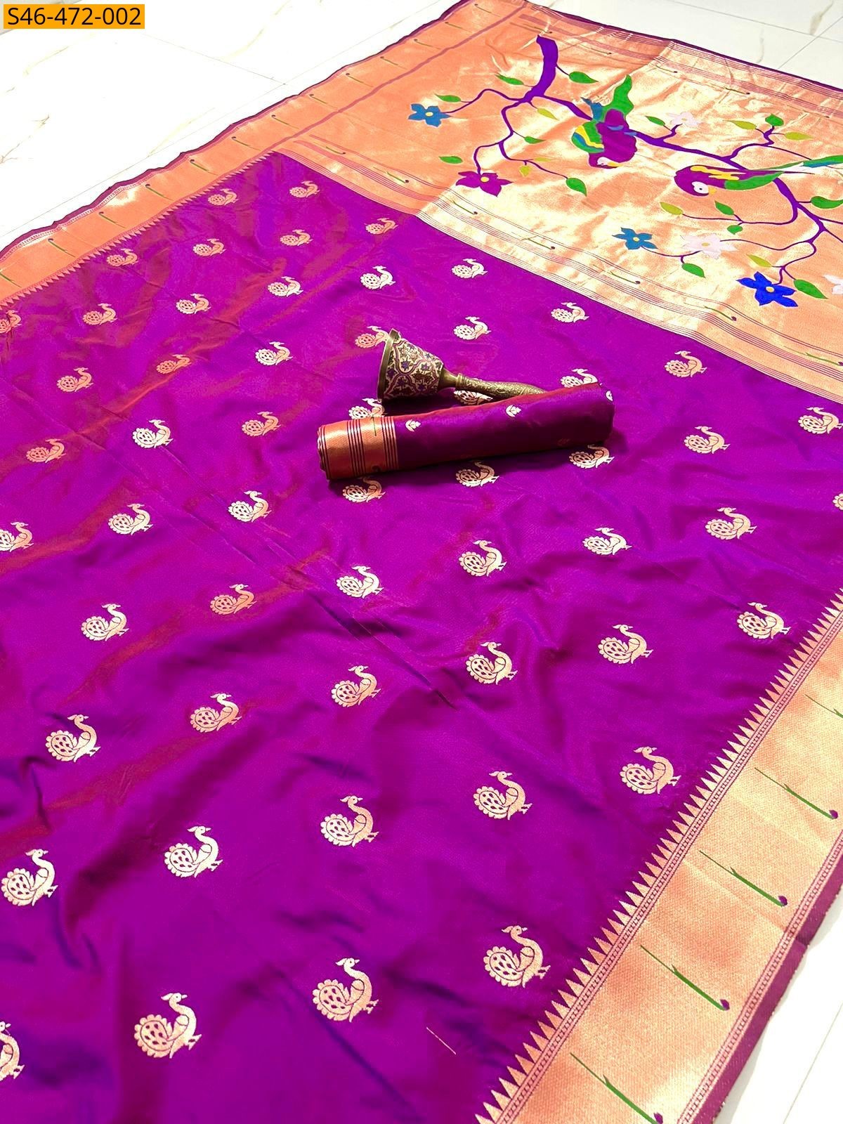 Violet Fancy Paithani silk saree