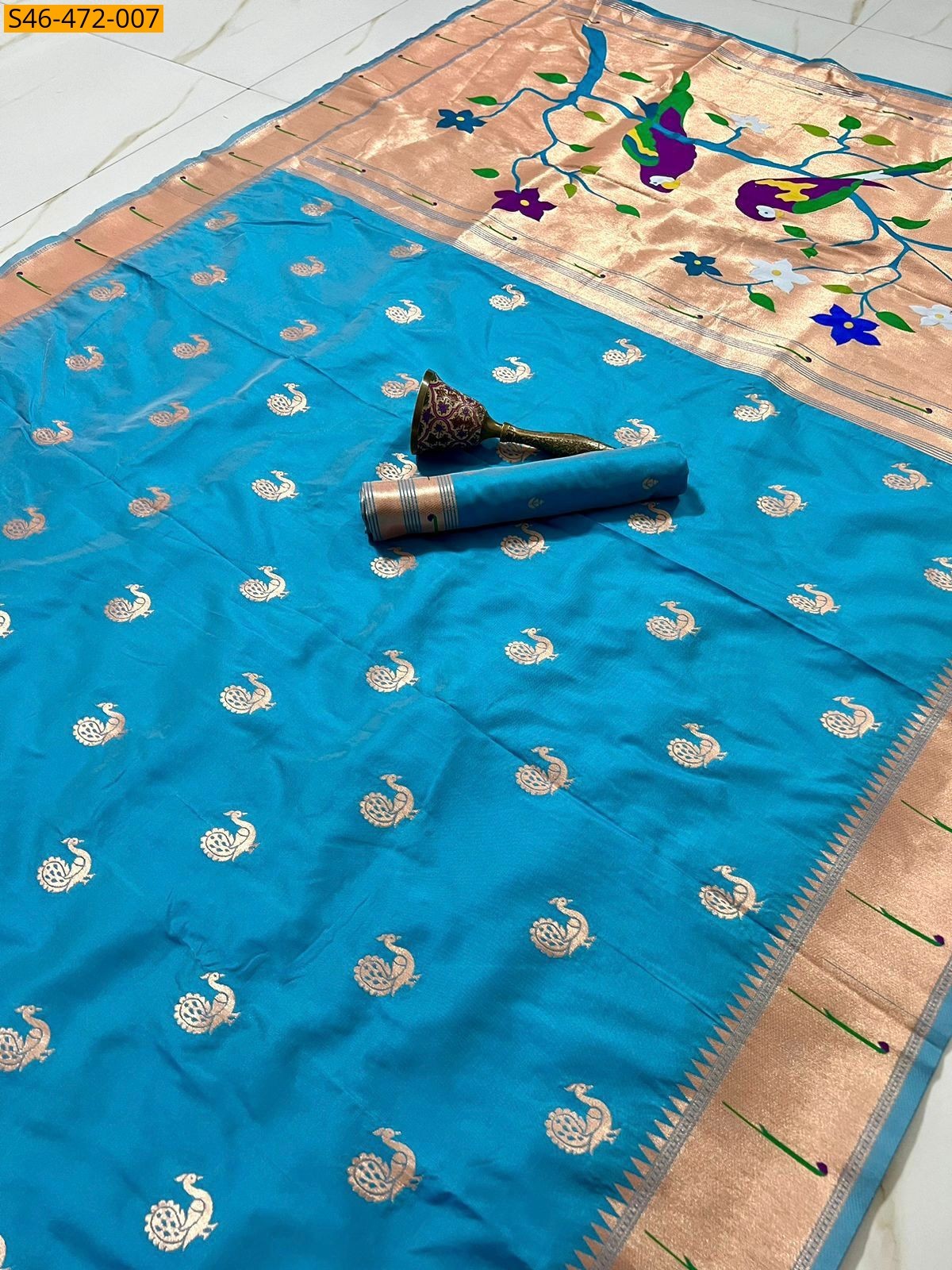Blue Fancy Paithani silk saree