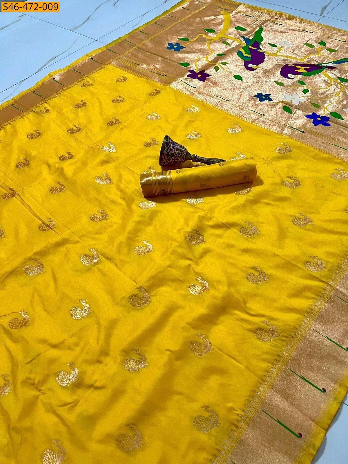 Yellow Fancy Paithani silk saree