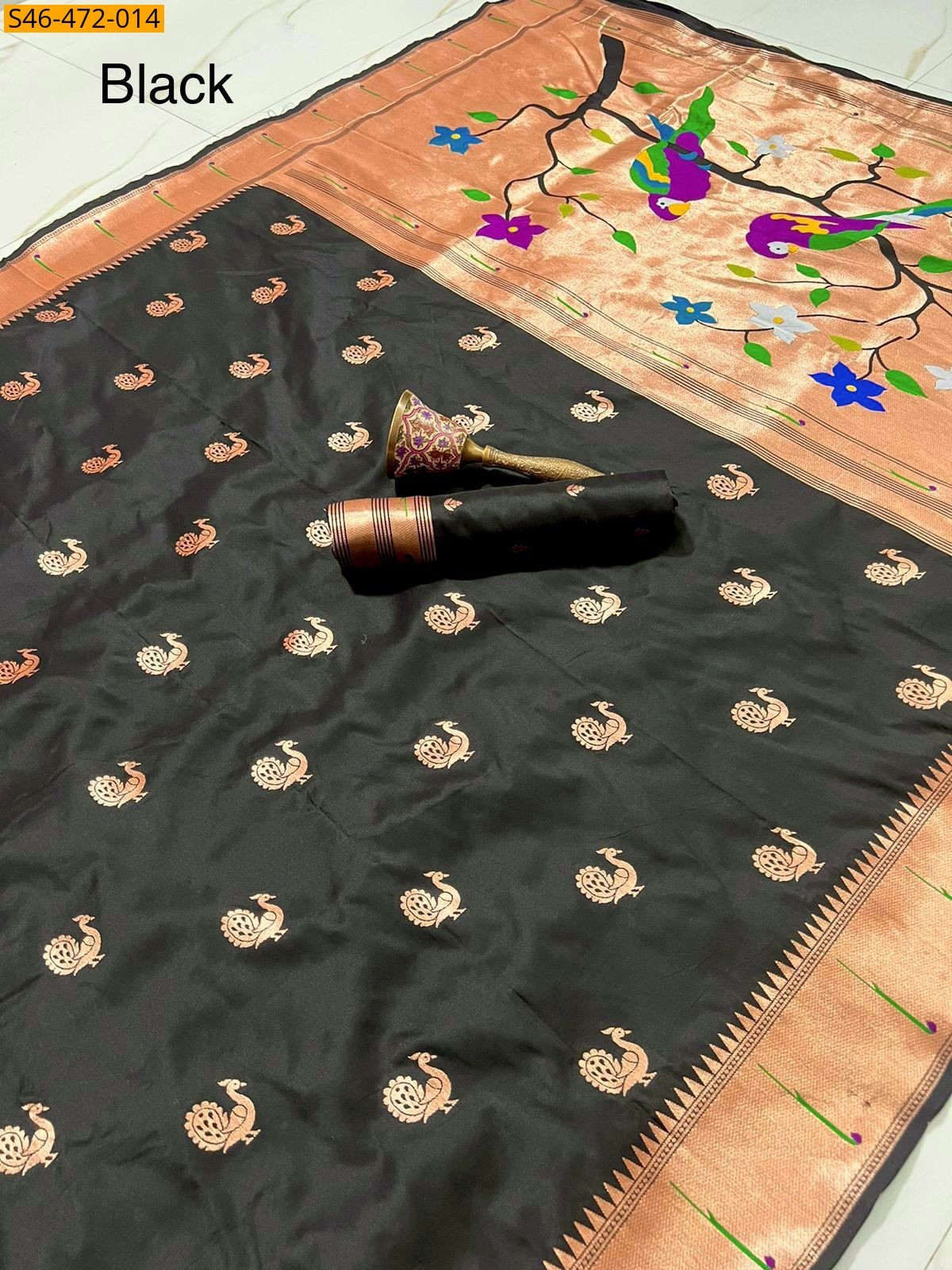 Black Fancy Paithani silk saree
