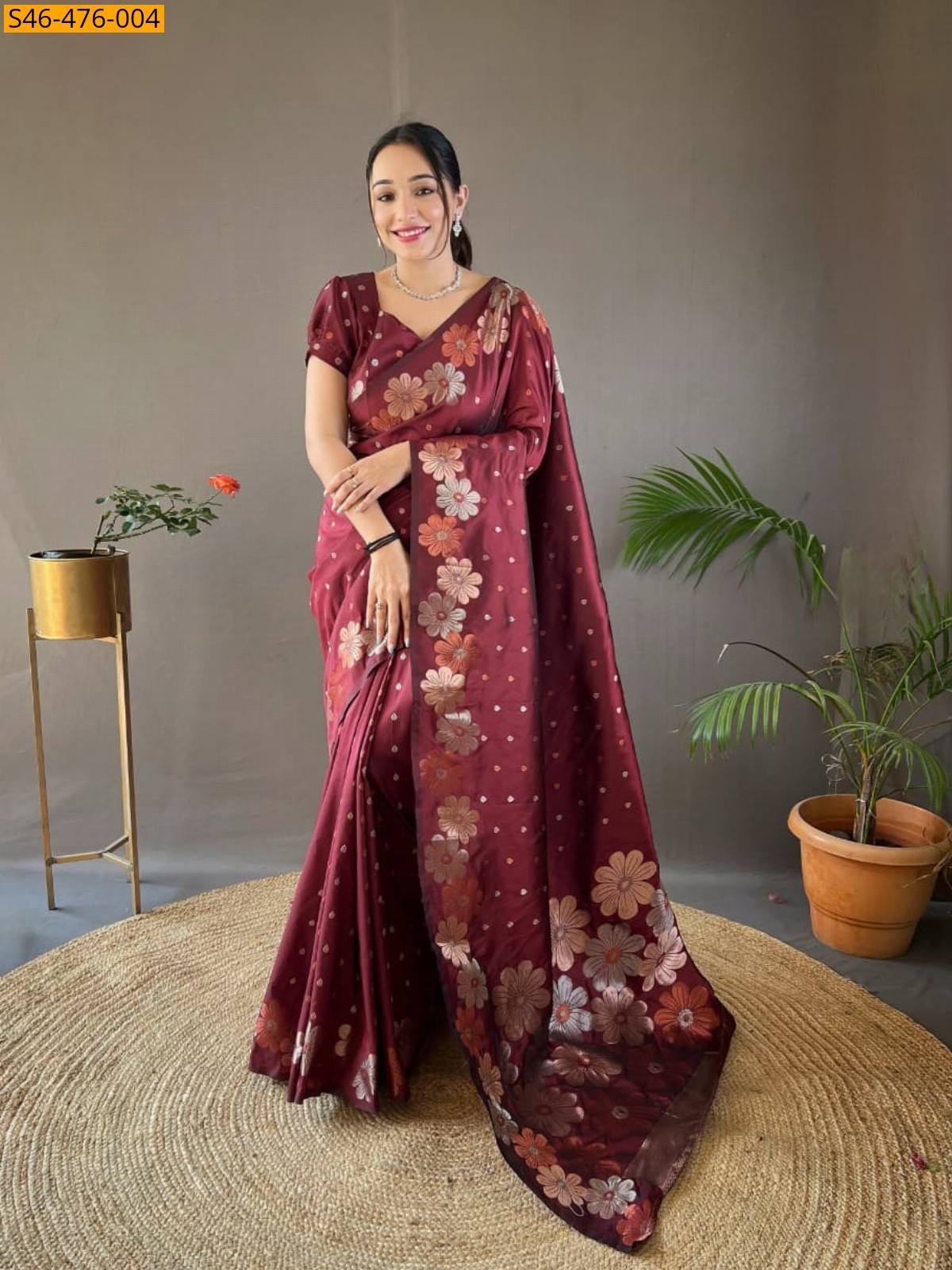 Maroon Fancy Soft Paithani silk saree