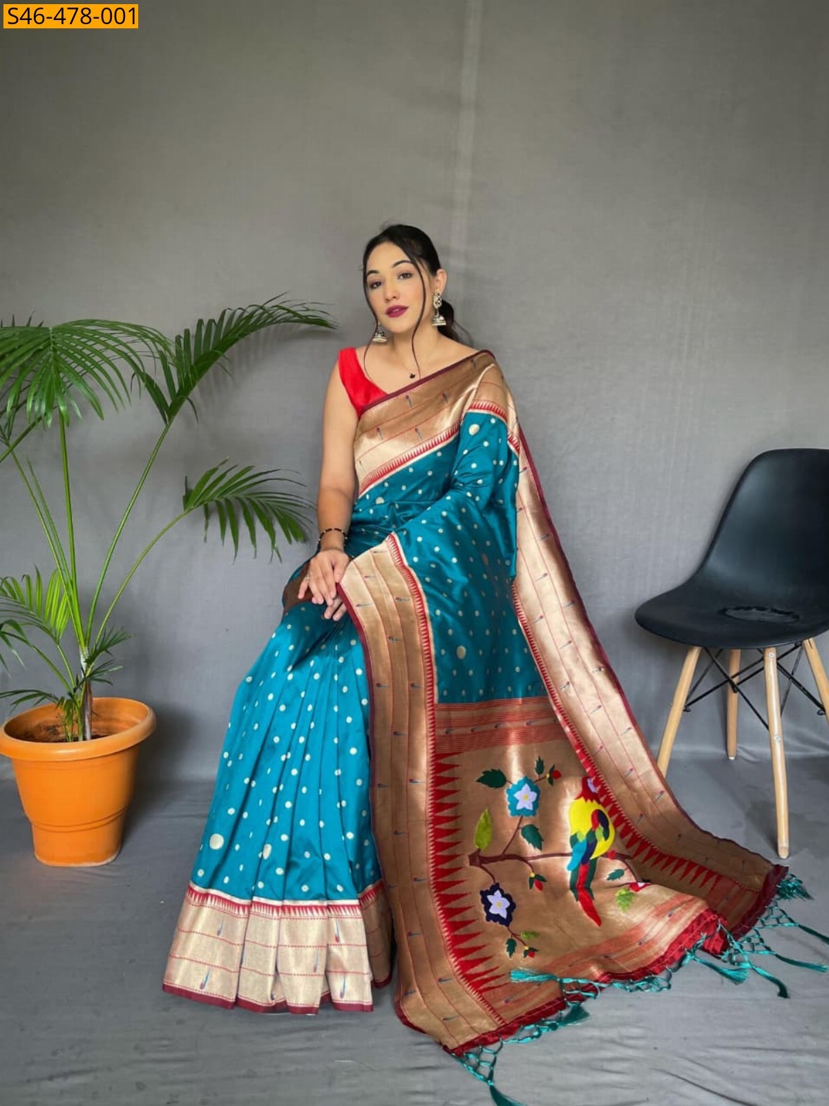 Blue Fancy Paithani Silk Saree