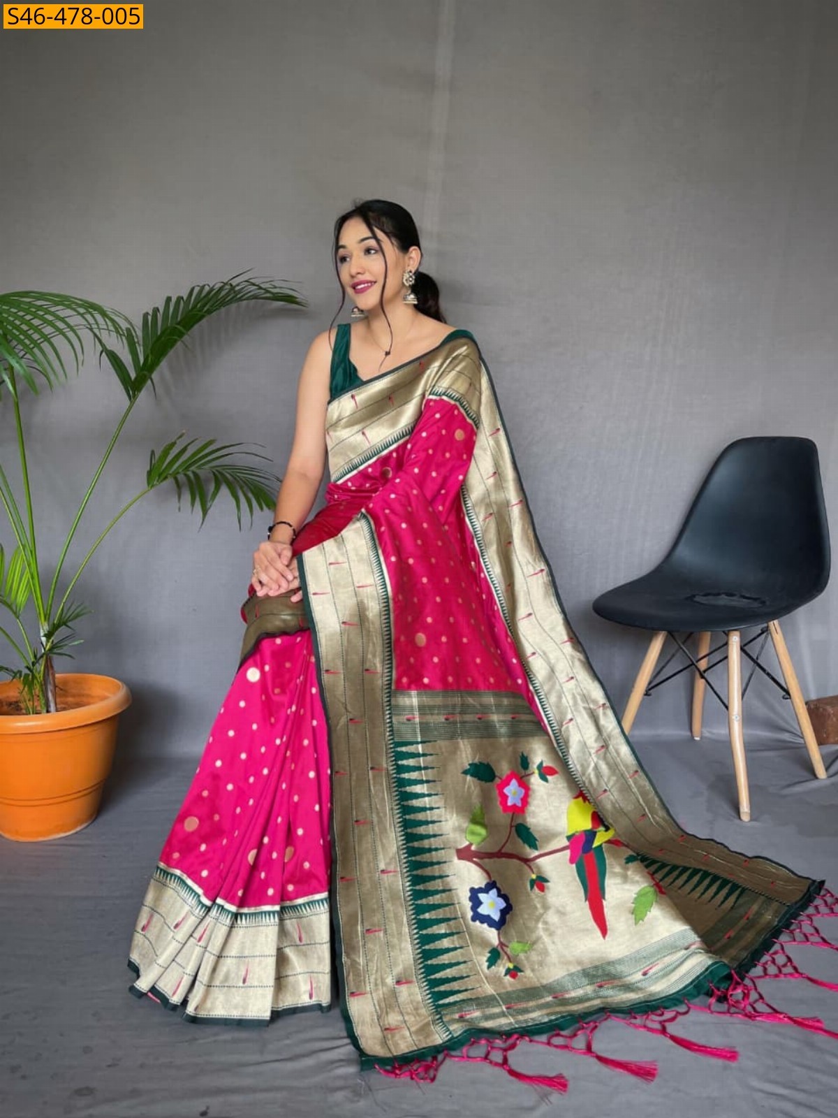 Pink Fancy Paithani Silk Saree