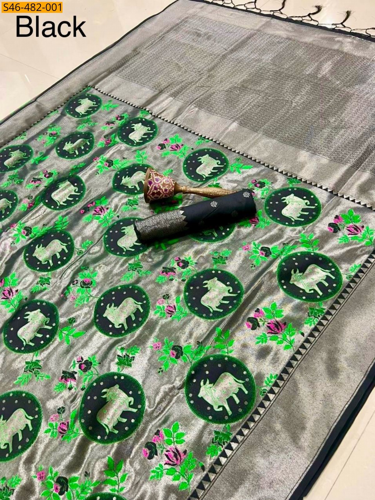 Black Fancy Kanjivaram silk saree