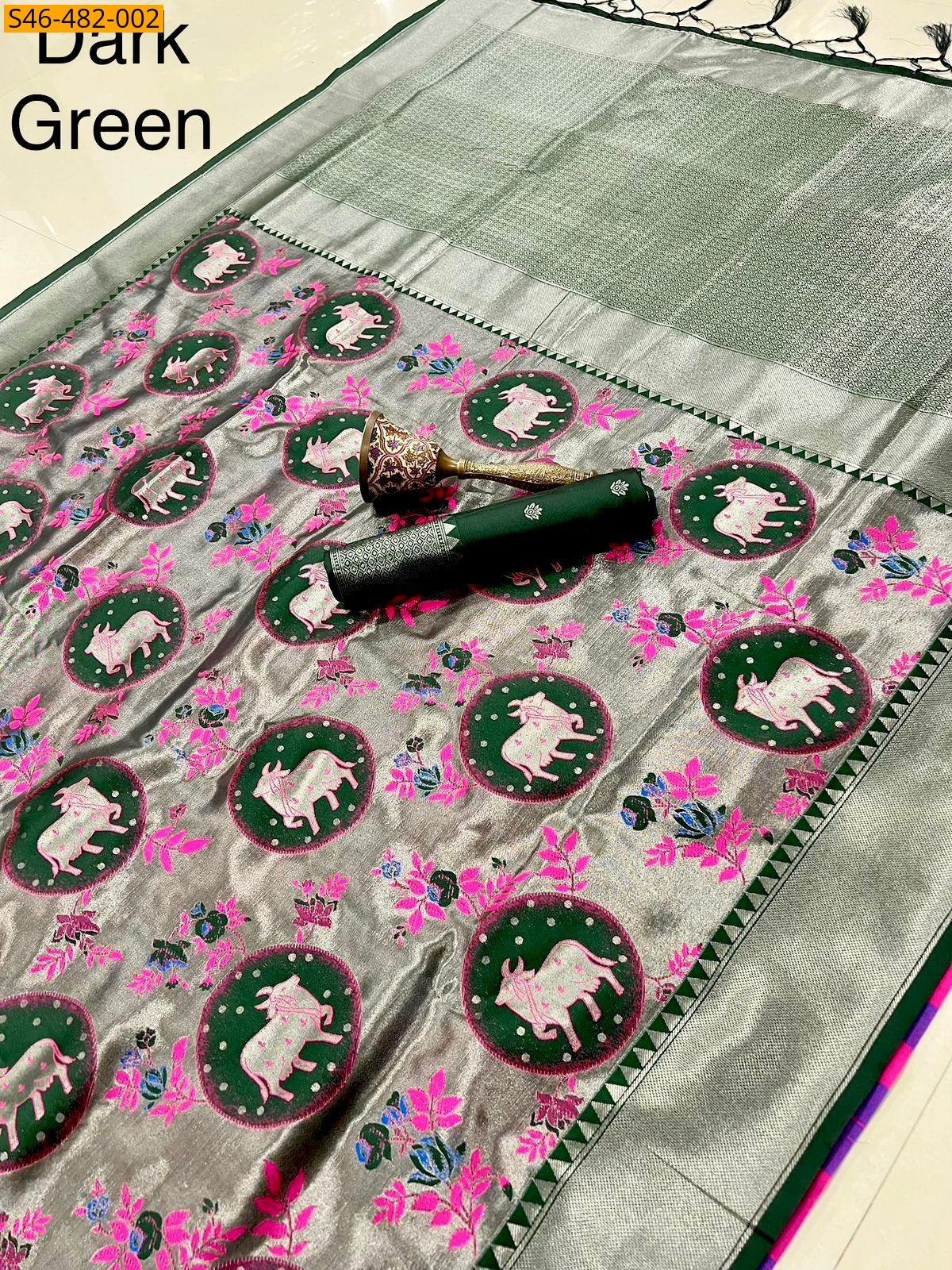 Dark pink Fancy Kanjivaram silk saree