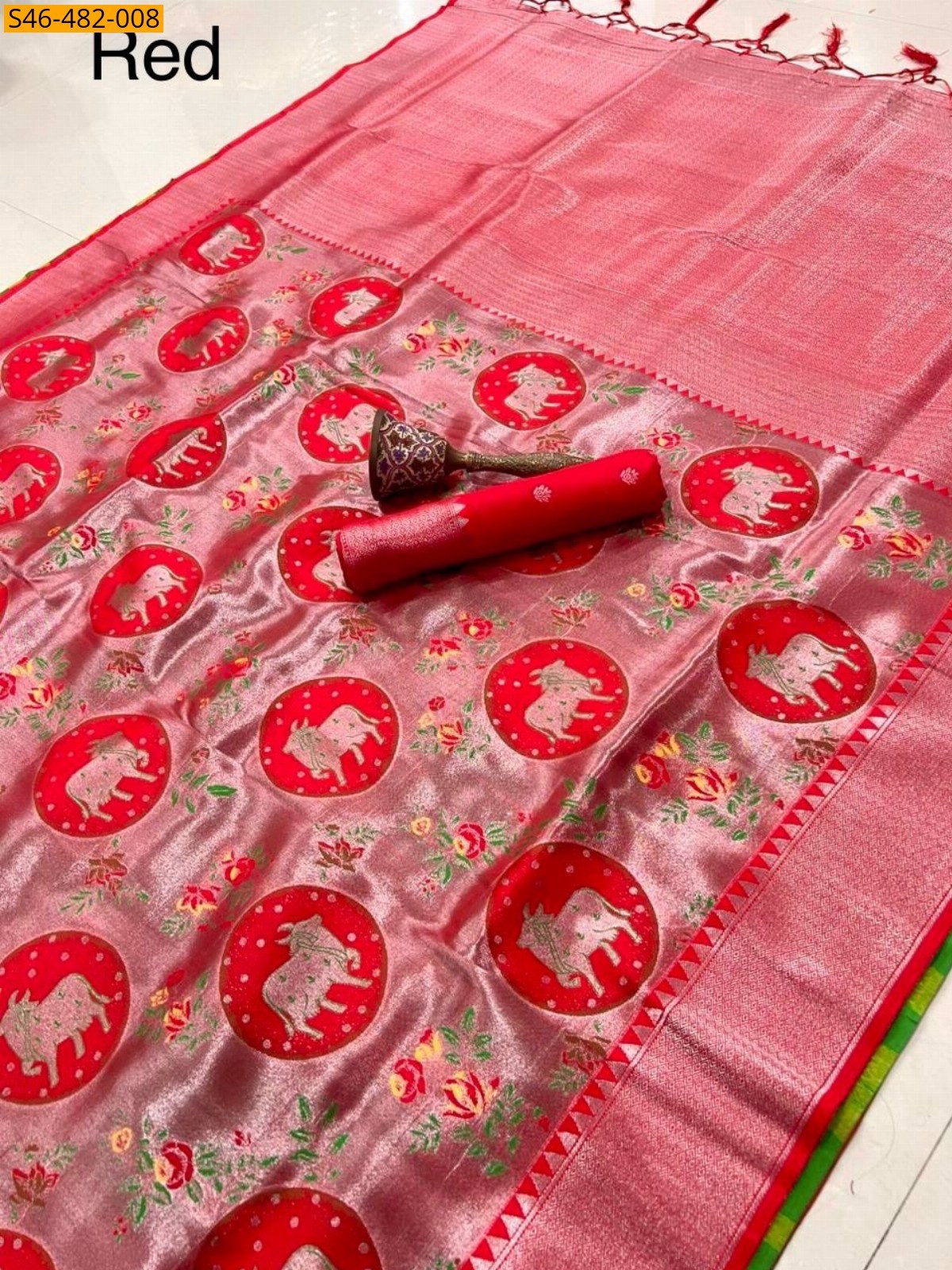 Red Fancy Kanjivaram silk saree