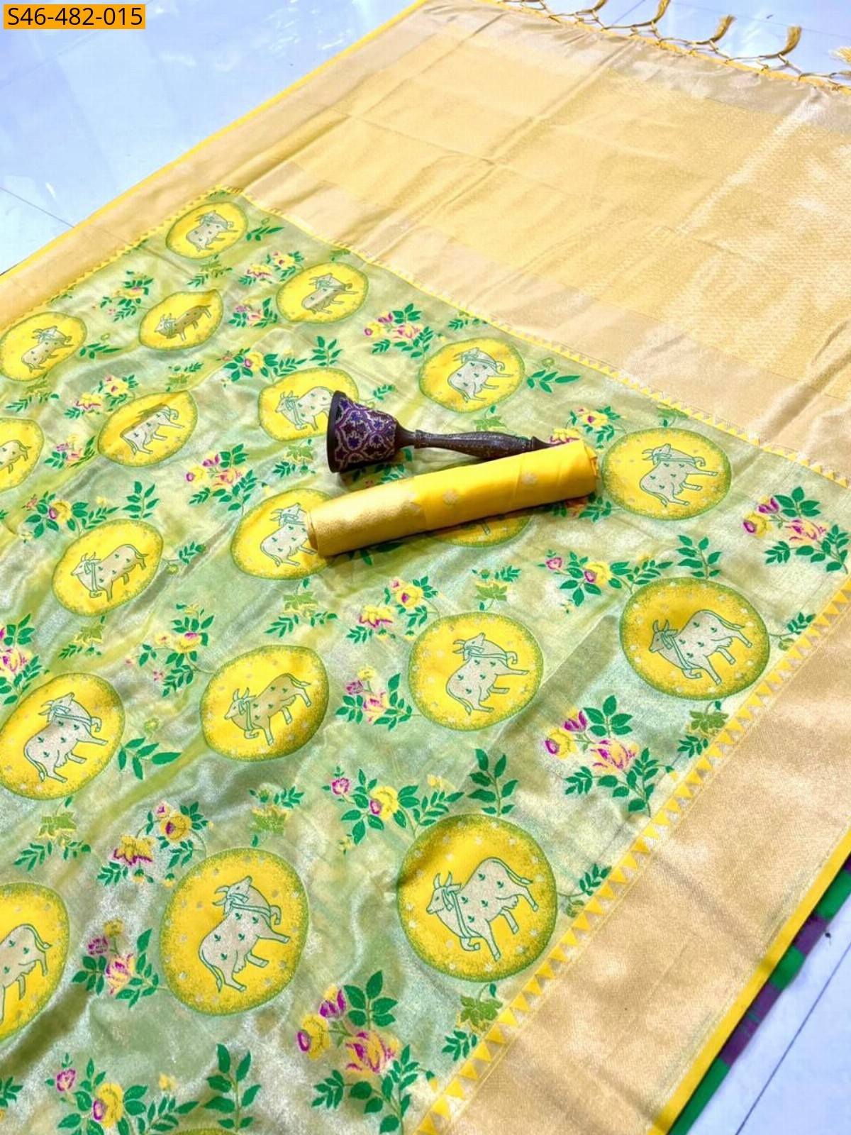 Yellow Fancy Kanjivaram silk saree